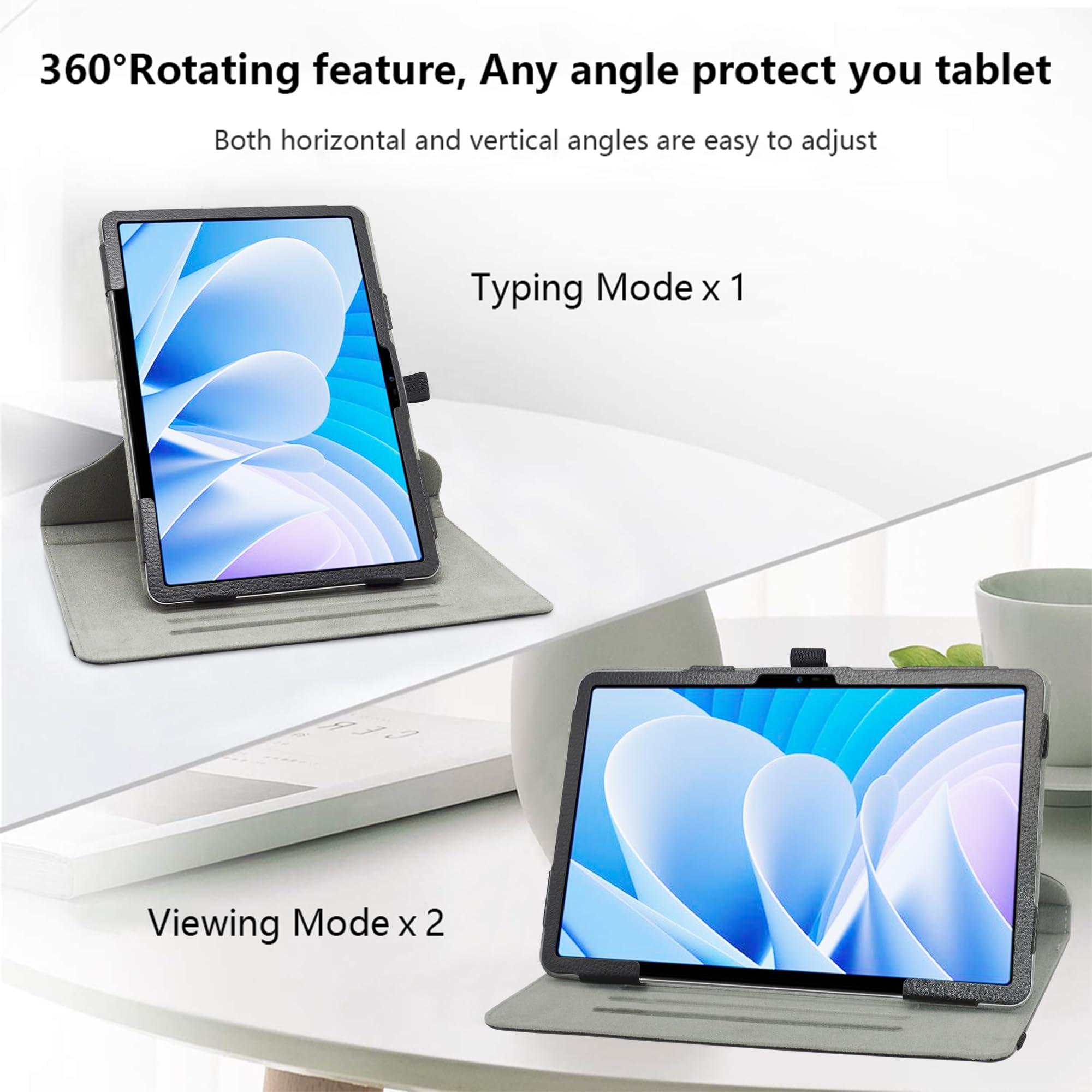 LiuShan 360° Drehbare Hülle Für DOOGEE T30 MAX Tablet 12,4 Zoll – Mit Standfunktion, Kunstleder, Schwarz