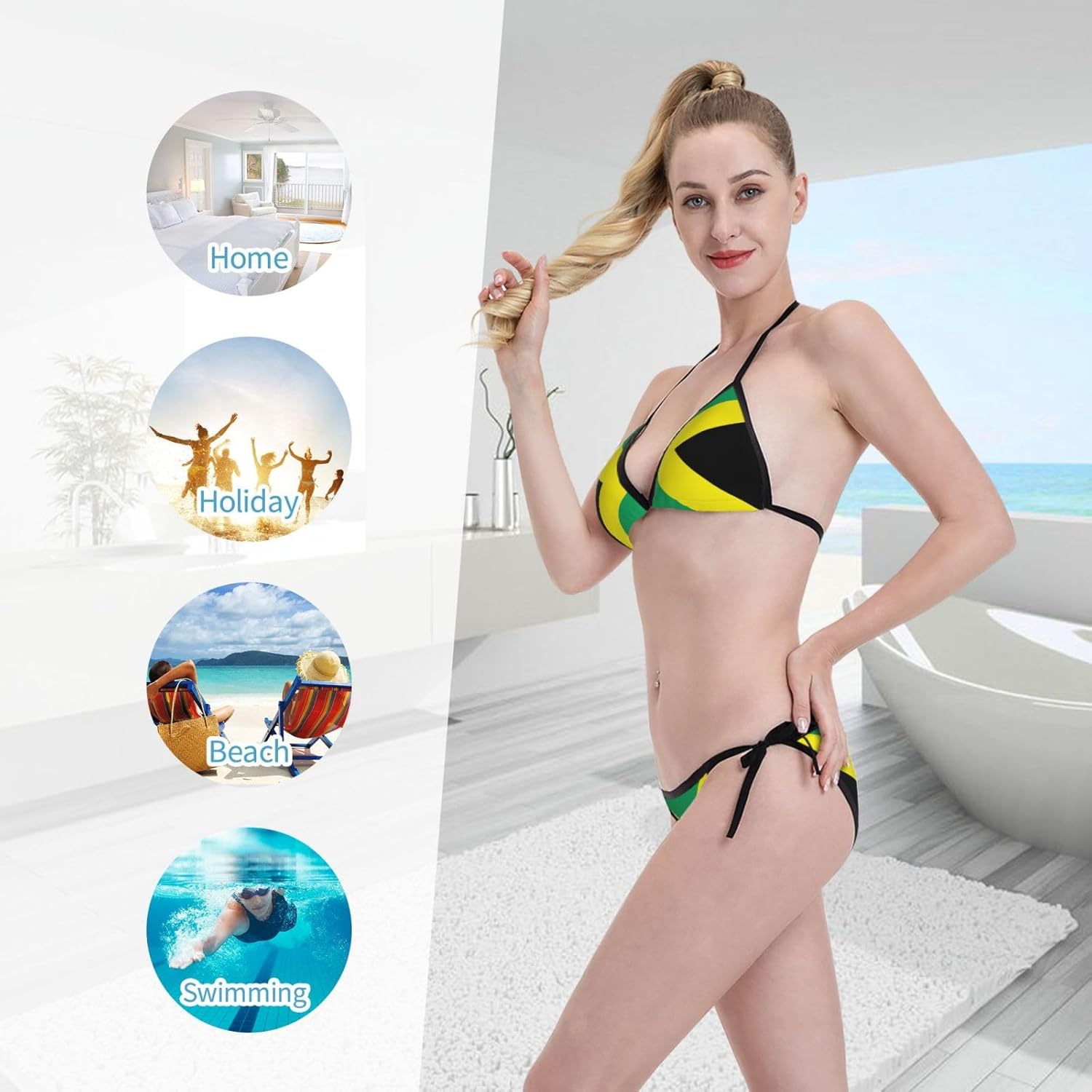 Trinidad and Tobago Flag Women Two Piece Swimsuit Sexy Swimwear Halter String Triangle Bikini Sets - Image 7