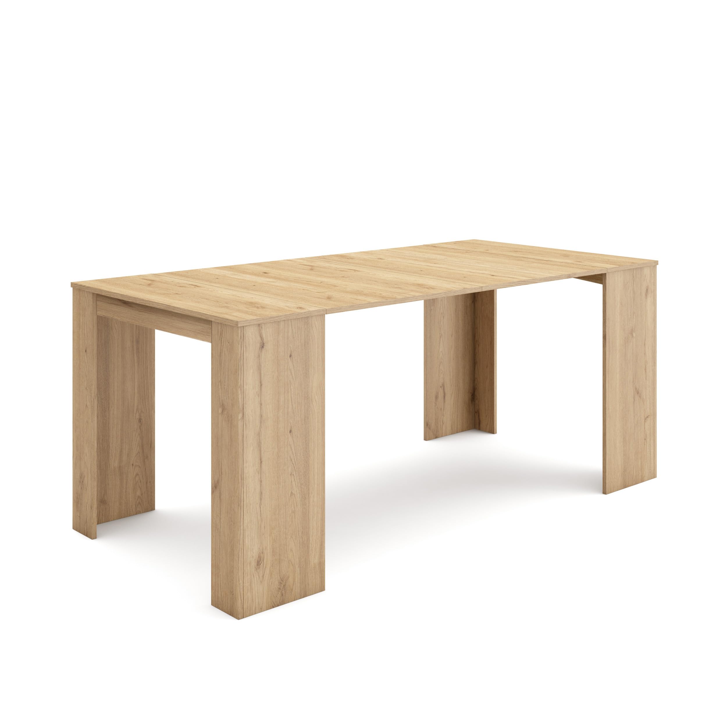 Skraut Home | Mesa Consola Extensible | Mesa Comedor Plegable | 180 | para 8 comensales | Comedor y Cocina | Estilo Moderno | Roble
