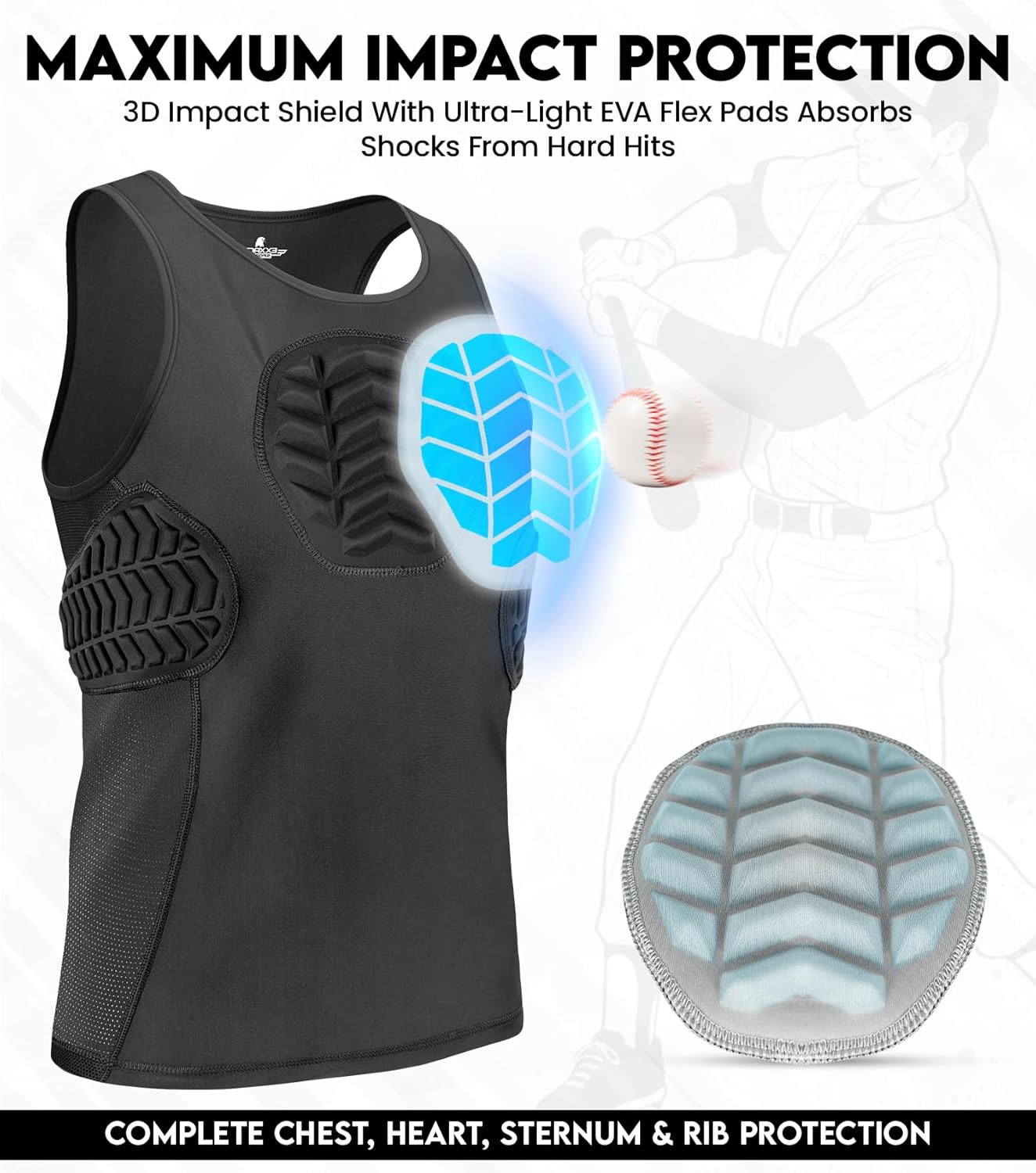 Exxact Sports Youth Baseball Chest Protector, Tank Top Padded Sternum Rib Heart Guard, Softball Chest Protector Girls Youth