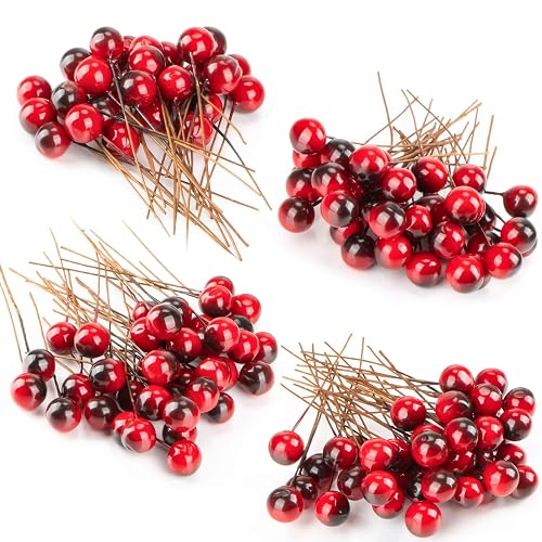 MAQIHAN Artificial Holly Berries - 150 Pcs Christmas Holly Berries
