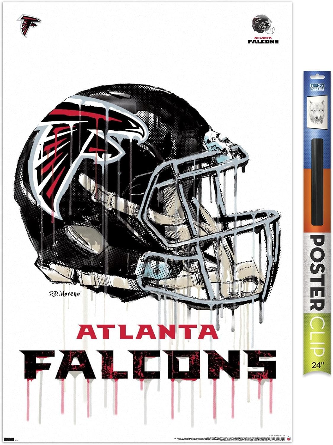 Trends International NFL Atlanta Falcons - Drip Helmet 20 Wall Poster, 14.725" x 22.375", Black Framed Version