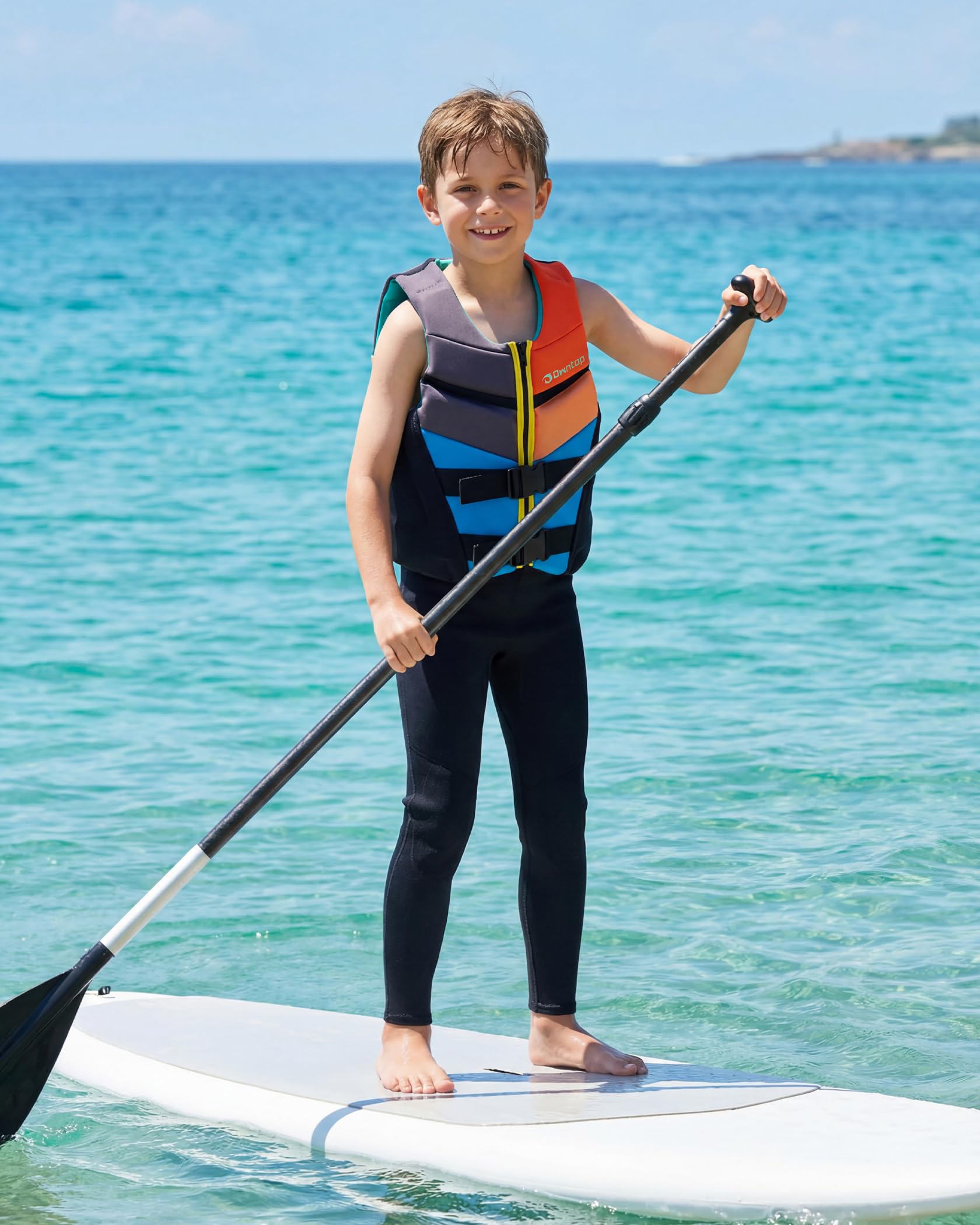 Owntop Chaleco de Ayuda a la Flotabilidad para Adolescentes y Niños - Chaleco de Natación Juventud Unisex, Chaleco de Flotabilidad Ajustable con Hebillas de Seguridad para Pesca, Kayak y Vela
