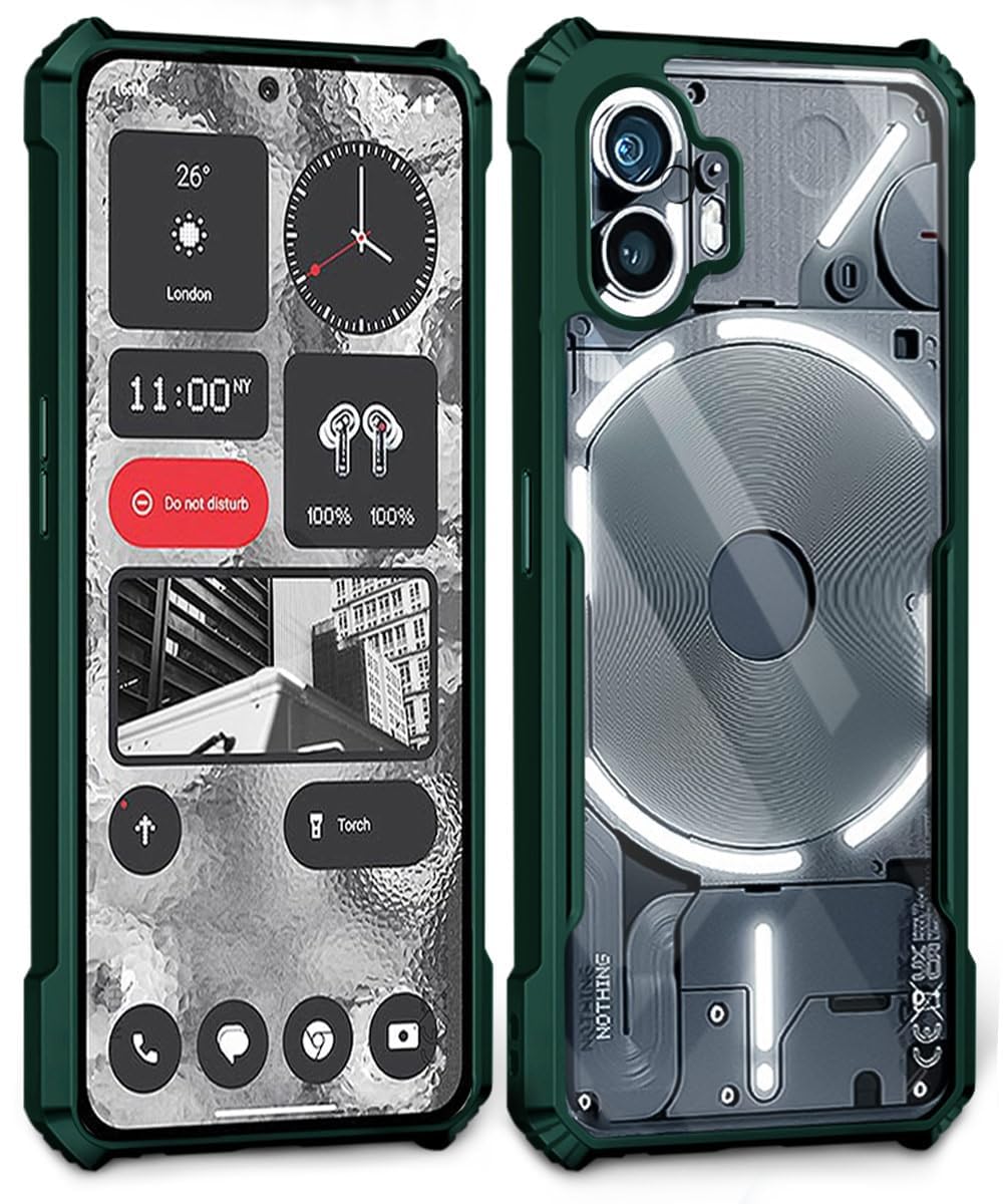 Zubitech Case for Nothing Phone 2 Shockproof Cover, Crystal Clear Case Slim Anti Scratch TPU Hard Shell Protective Phone Case Cover for Nothing Phone 2 (Green)