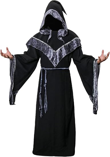 Amazon.com: Mens Medieval Dark Mystic Sorcerer Robe Halloween Costume ...