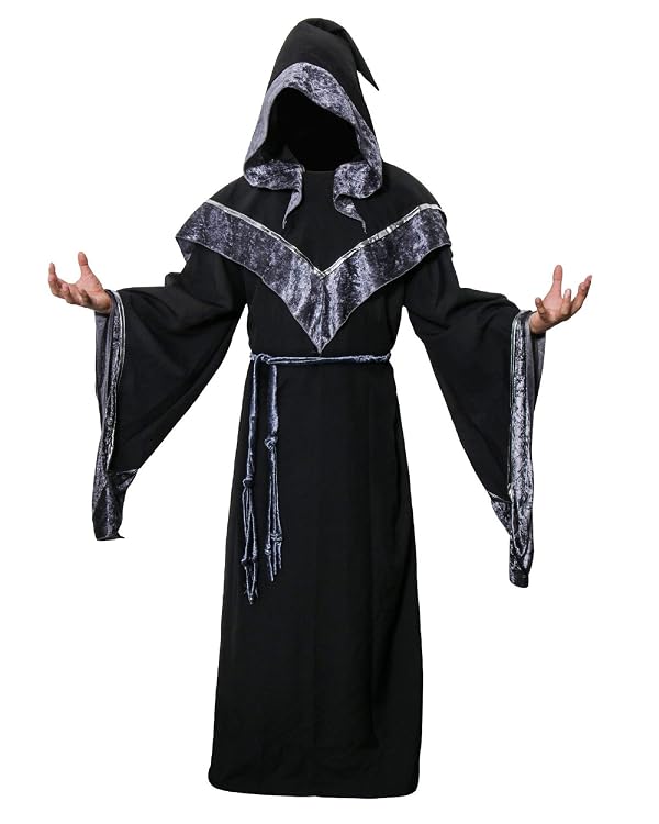AMNPOLEN Mens Medieval Dark Mystic Sorcerer Robe Halloween Costume Hooded Cape Cosplay Cloak (X-Large) by AMNPOLEN - Used condition - US$23.12