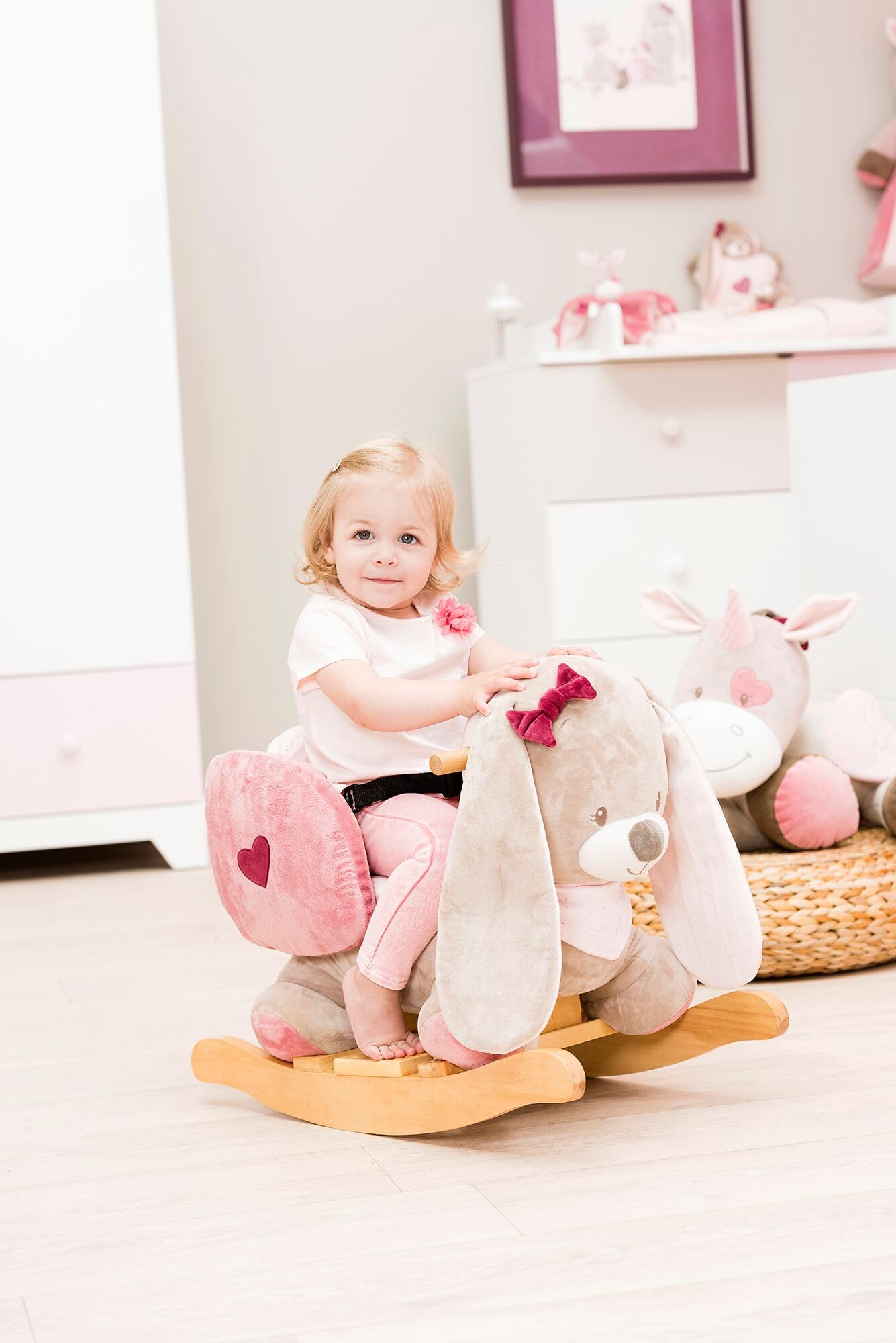Nattou Schaukeltier Hase Nina, 10-36 Monate, 60 x 39 x 50 cm, Beige/Rosa