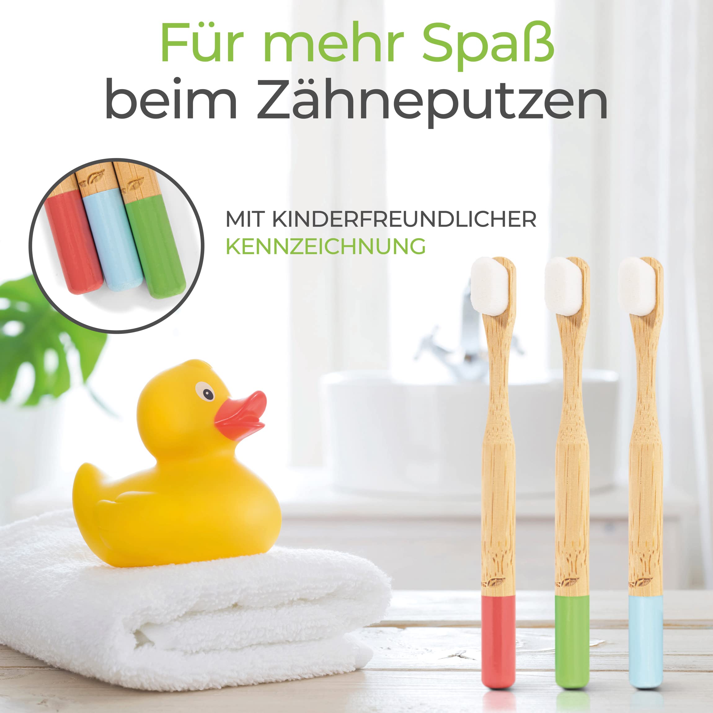 Greenable  Kinder Nano Zahnbrste aus Bambus [3er Set]  10.000 Extra  weiche Borsten  Zahnfleischschonend - 100% BPA-frei - Bamboo Toothbrush -  Vegane & umweltfreundliche Handzahnbrste : Amazon.de: Drogerie &  Krperpflege