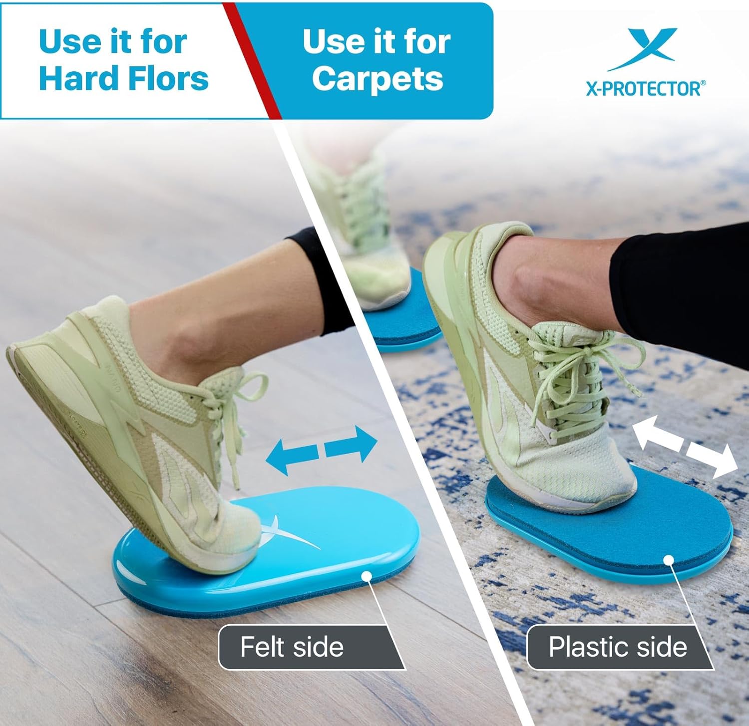 X-Protector Sliders for Working Out - 2 PCS - Double-Sided Exercise Sliders for Hard & Carpeted Floors - Gliders for Exercising! - Image 2