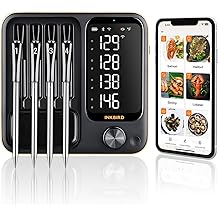 4-Probe WiFi Wireless Meat Thermometer with 360&deg;Readable LCD Standalone Base, WiFi and Bluetooth 5.3 Unlimited Range, IPX8 Waterproof Food Kitchen Thermoemter for BBQ, Grill, Smoker, Oven, Rotisserie