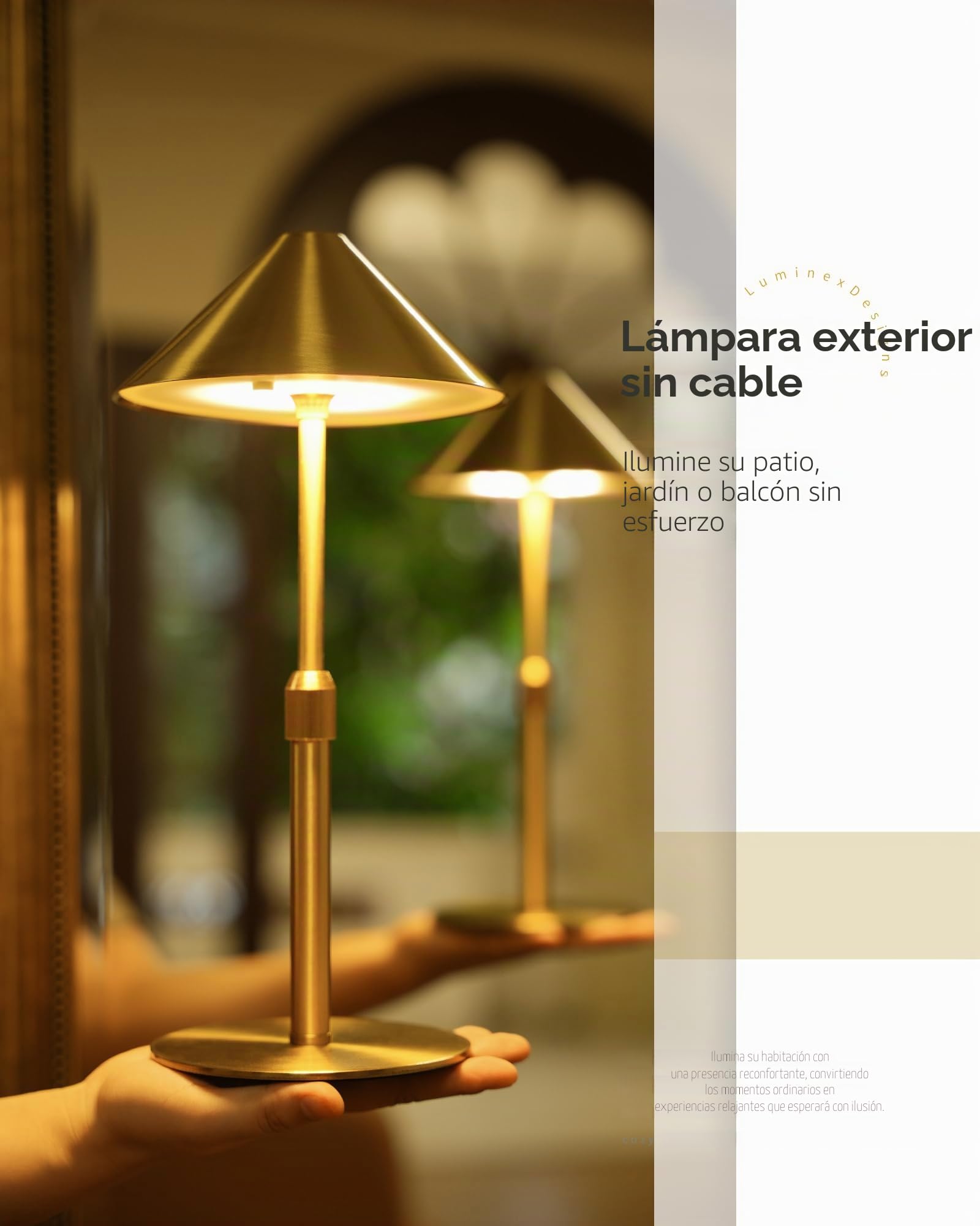 2 Lámparas Sin Cable Recargables Exterior e Interior – Potentes, Regulables Táctiles, Altura Ajustable, Resistentes IP54 para Terraza, Taller y Hogar