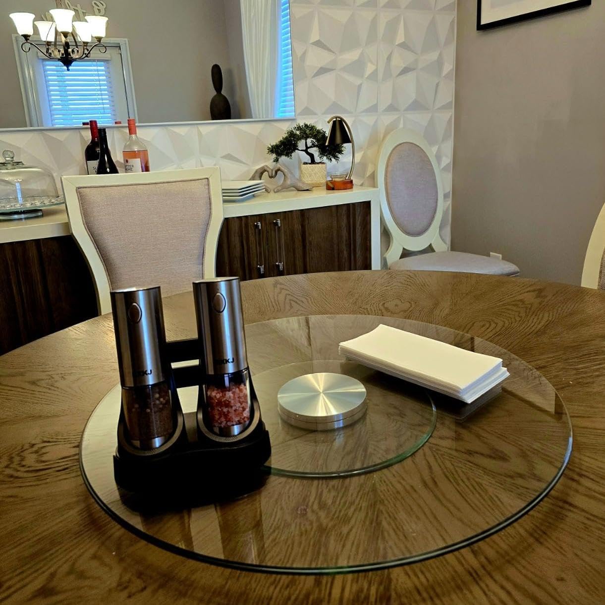 ターンテーブル Amazon｜ダイニングテーブル用30インチの大きな木製回転プレート、360