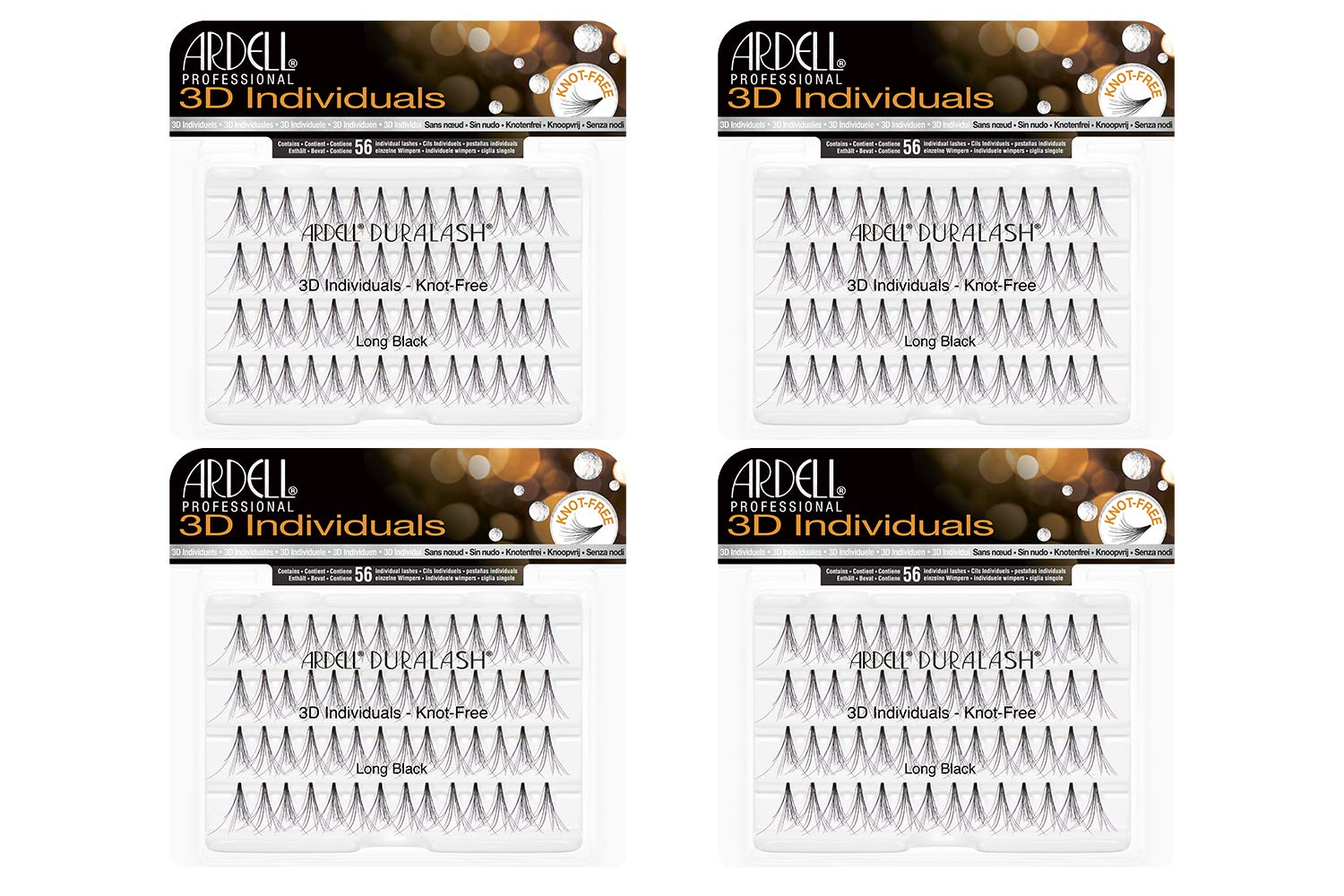 Ardell 3D Individual Lashes DIY Lash Clusters Long Black - Flared Design False Lashes, Eyelash Extensions, 4 Packs