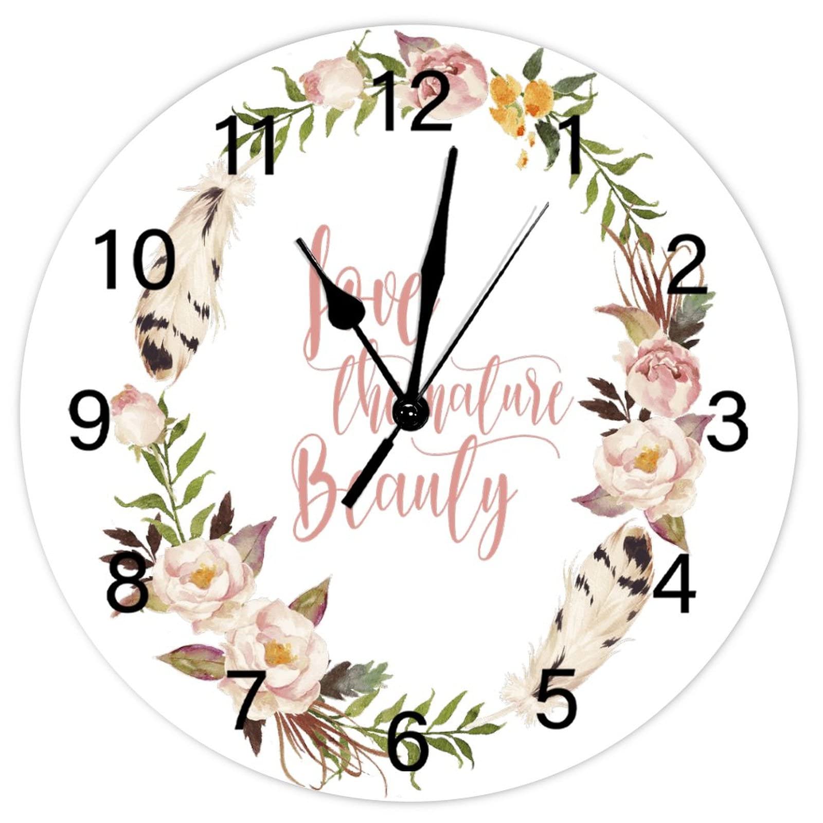 Horloge murale rétro florale de 38,1 cm pour cuisine et salon rustique