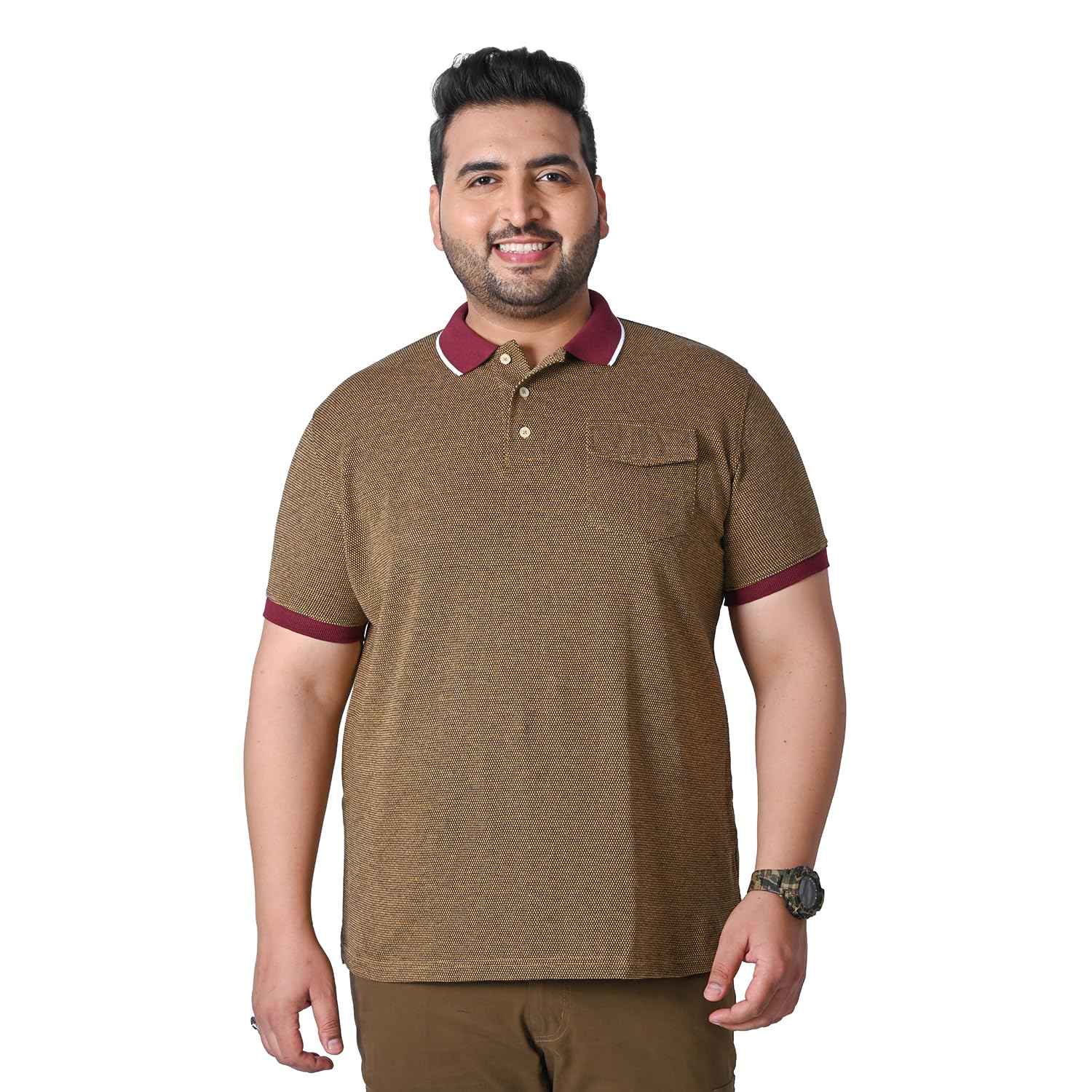 bigbanana Plus Size Men's Regular Fit Jacquard Polo Tshirt-picture-53