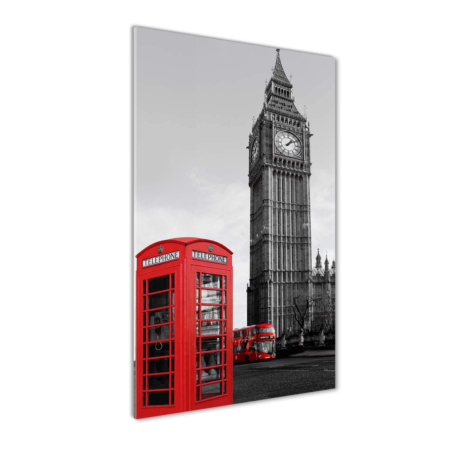 Tableau Big Ben Londres en verre trempé 70x140 cm pour habiller un grand mur vide