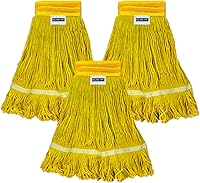 Vista 1 de Cabezal de trapeador industrial húmedo de alta resistencia, cabezal de trapeador amarillo de 21 onzas, de repuesto, de algodón, lavables
