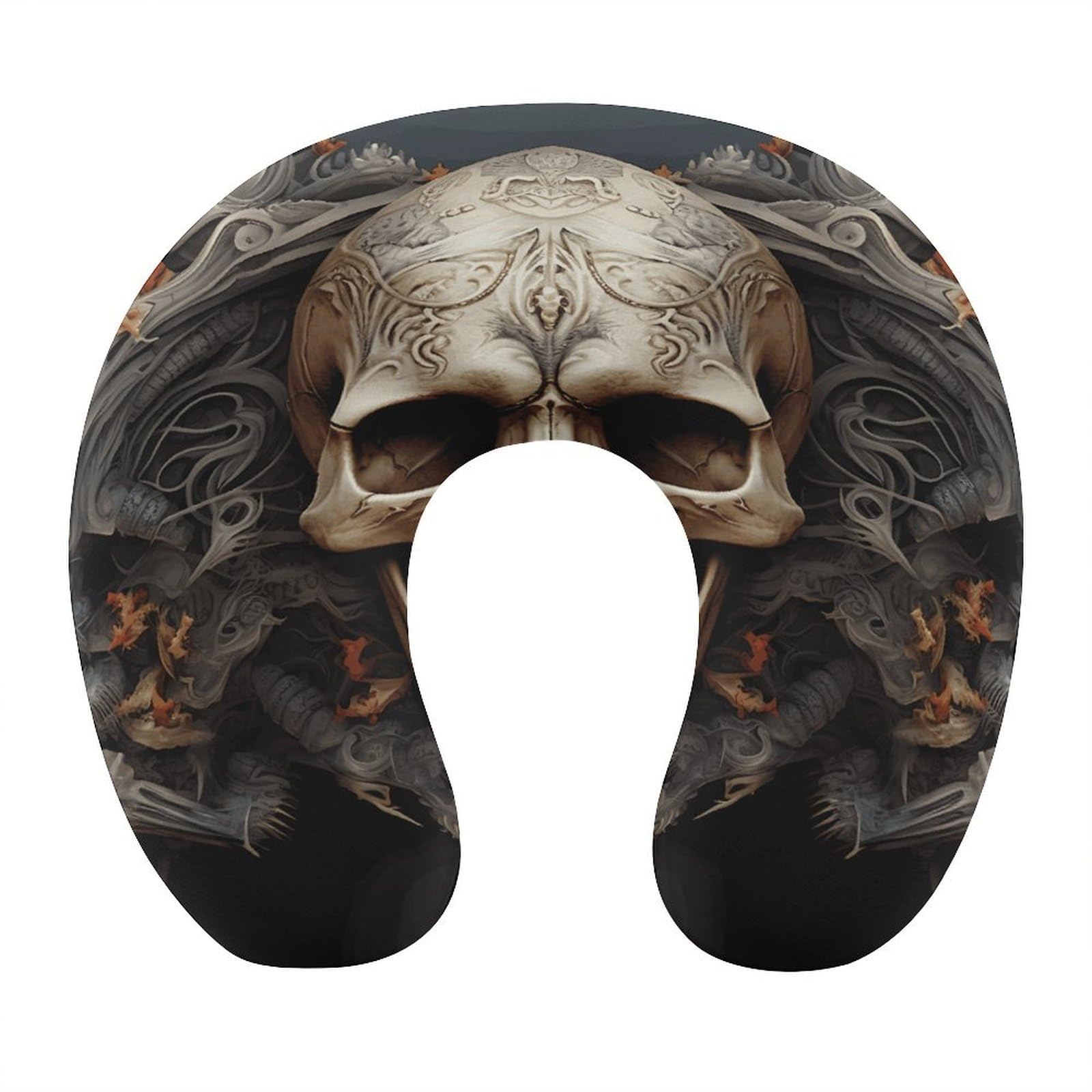 LZQPOEAS Skulls Neck Pillow U Shaped Travel Pillow Comfortable Memory Foam Pillow Portable Neck Support Lightweight Headrest for Airplane Car Home Office Sleeping Traveling