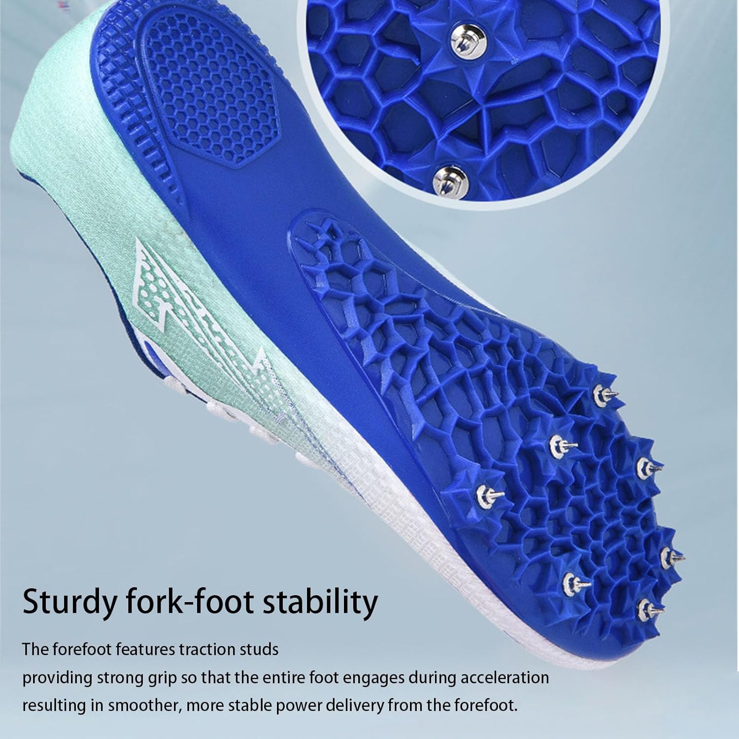 Mens New Track and Field Shoes, Mesh 8 Spikes Running Shoes Sprint Breathable High Jump Professional Racing Shoes,White and Blue,4