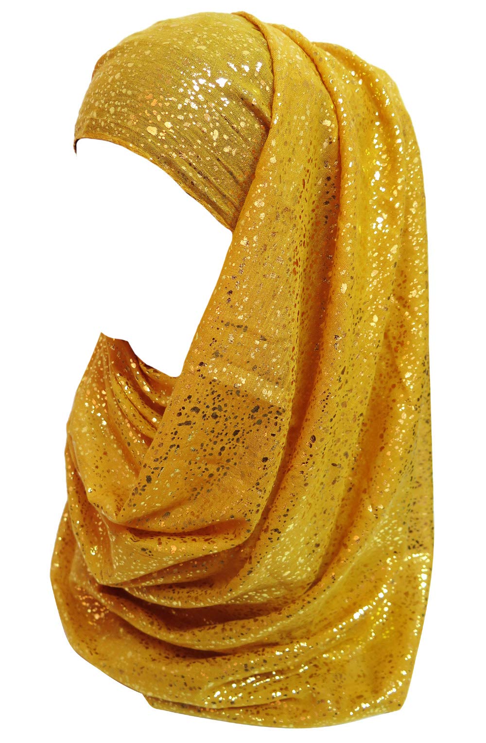 Lina & Lily Sparkle Gold Glitter Foil Hijab Head Scarf for Women (Mustard)