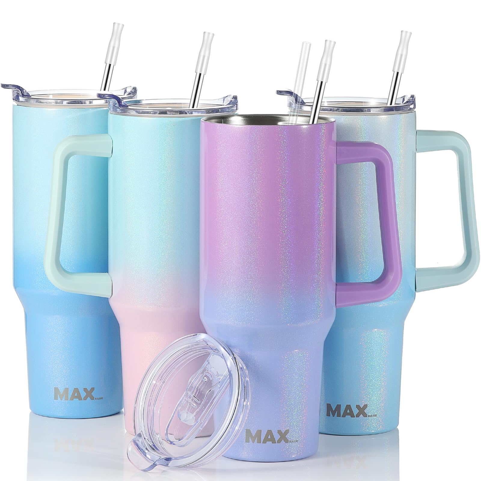 40 oz Tumbler with Handle and Straw Lid, Insulated Reusable Stainless Steel Travel Mug Keeps Drinks Cold up to 34 Hours, 100% Leakproof Bottle for Water, Iced Tea or Coffee, Smoothie and More