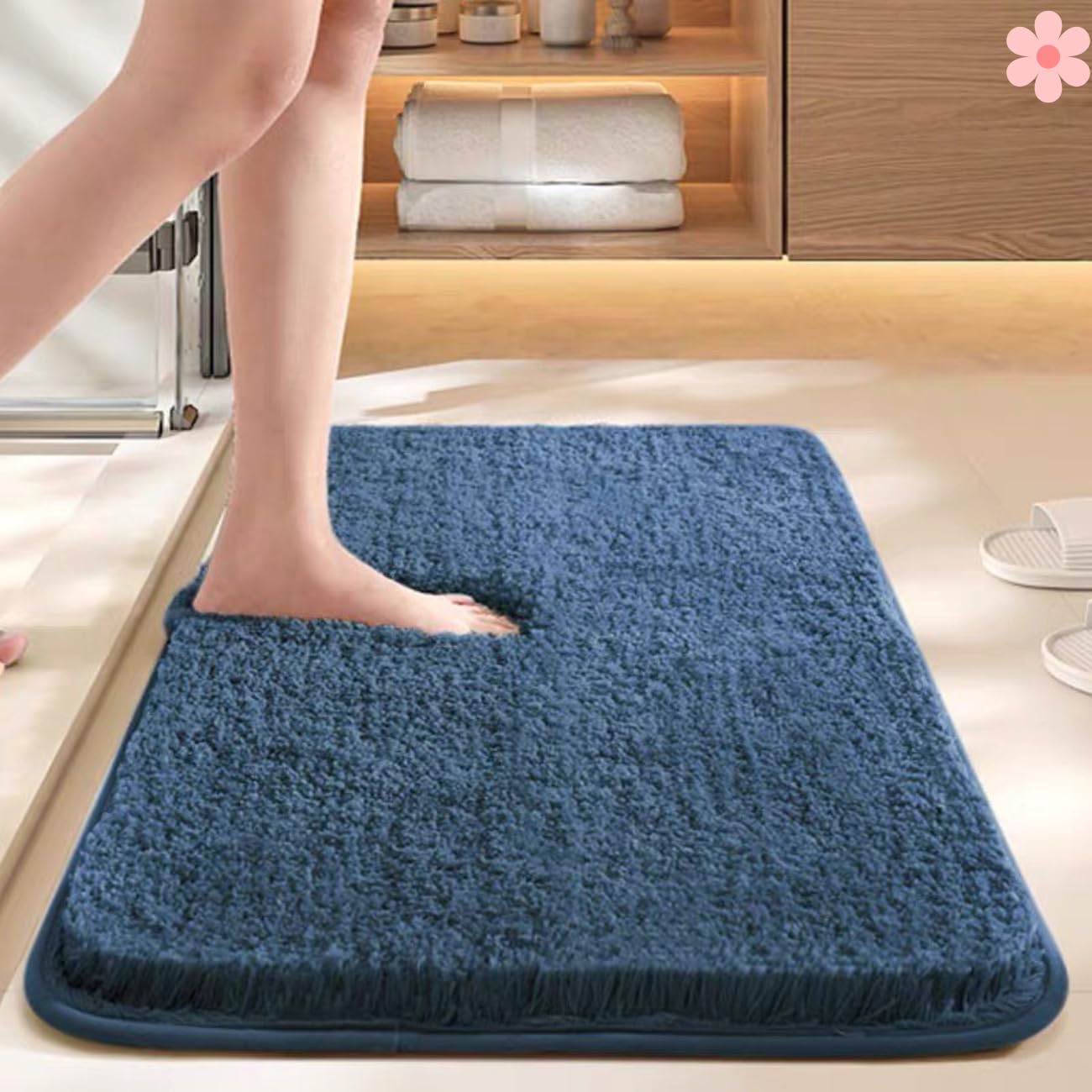HOWNICE Door Mat for Bedroom,Bathroom,Living Room,Home,Entrance,Room Mats,Foot Mats,Floor mat,Main Door,Rug,Non Slip Mats,Door Mate,Floor Mat,Soft,Fluffy,Door Matt (Bedroom Mat Navy Blue, Medium)-image-19