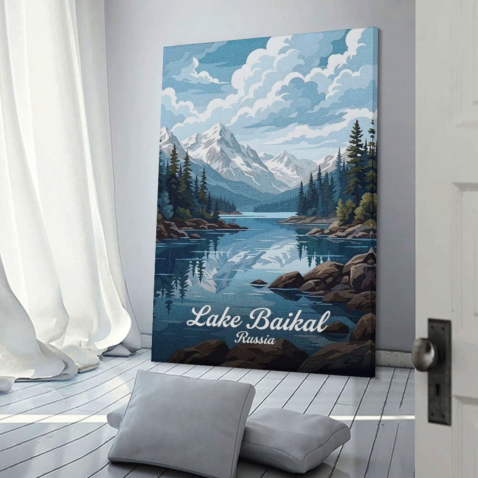 Junmoney Lake Baikal, Russia Landscape Art Decorative Canvas Print, 20x30inch(50x75cm), for Home, Office, Studio Or Guest Room, Canvas Wall Art That Fits Changing Layouts
