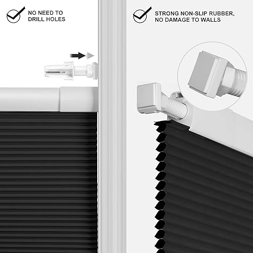 Miniatura 2 de Persianas sin herramientas sin taladrar para ventanas, persianas celulares opacas modernas, sin cordones, persianas de panal de abeja, fáciles de