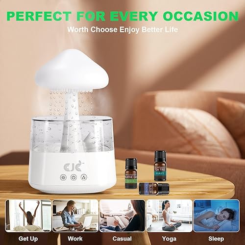 Miniatura 2 de Humidifiers for Bedroom, 7 Color-Changing Led Night Lights, Aromatherapy Essential Oil Diffusers, Bedside Mushroom Water Drip Cloud Diffuser