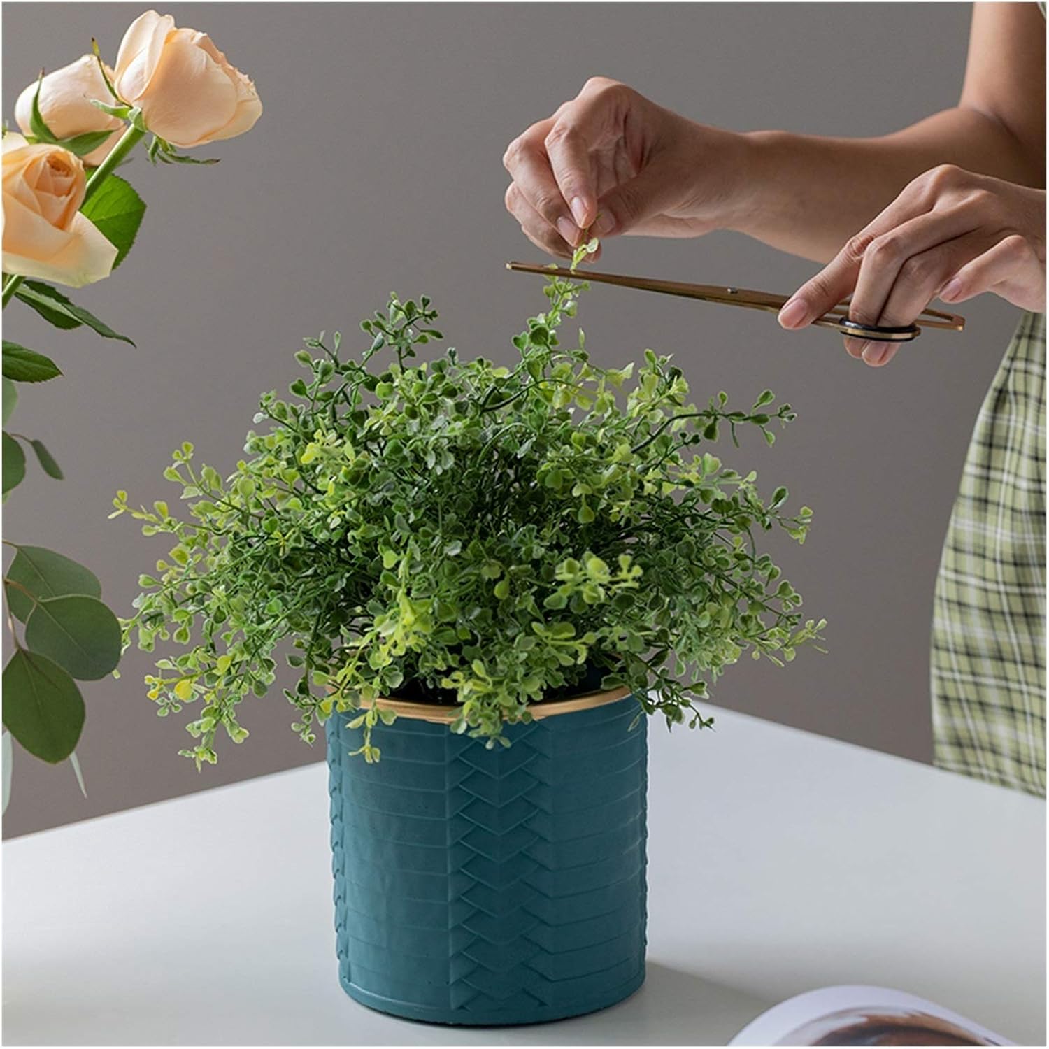 Cement Flower Pots Modern Decorative Gardening Pot with Drainage Hole Decorate Rooms Offices Bedrooms Living Rooms Plant Containers Flower Pots Indoor Outdoor (Color : C)