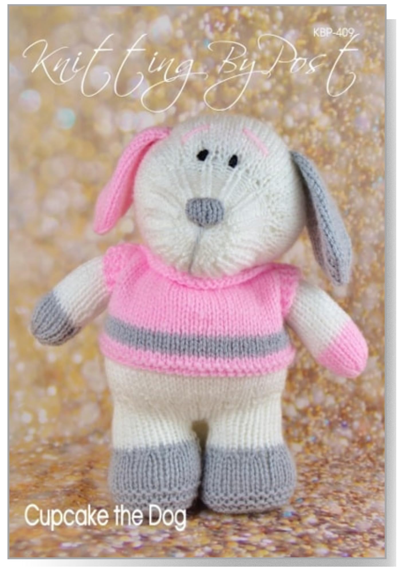 Knitting By Post White, Pink, Grey Knitting Pattern Cupcake The Dog From A Sweet Canine Creation In White, Pink And Grey