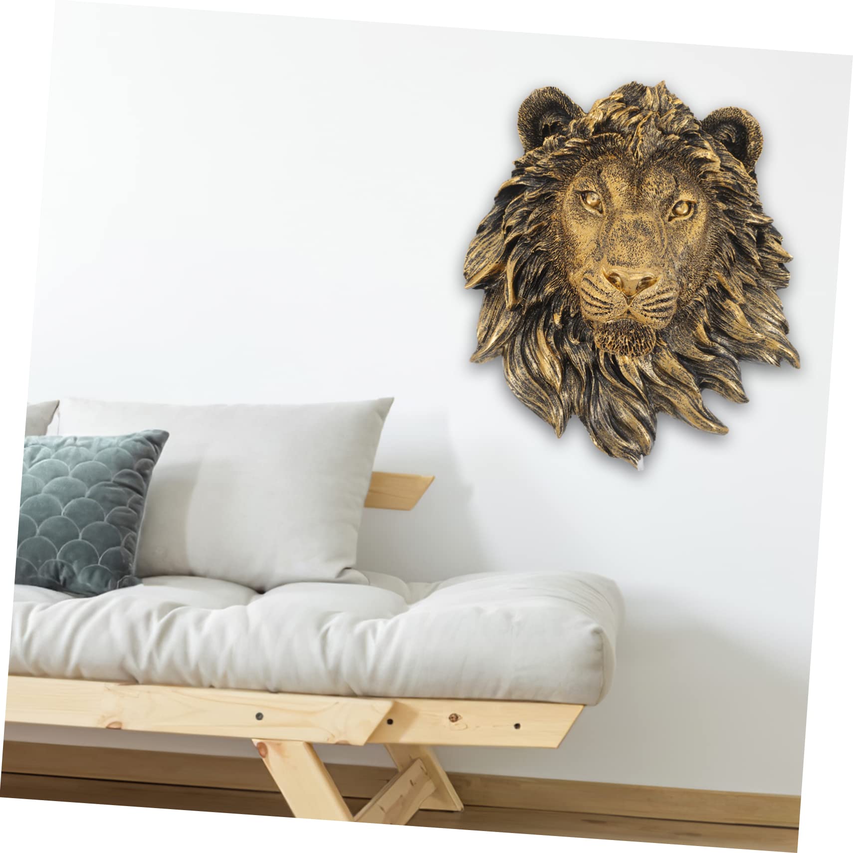 BATHVEVE Testa di Leone da Parete Ornamentazione Artistica per Pareti in Resina Oro Scultura Decorazione Murale Creativa e Delicata per Casa e Festival