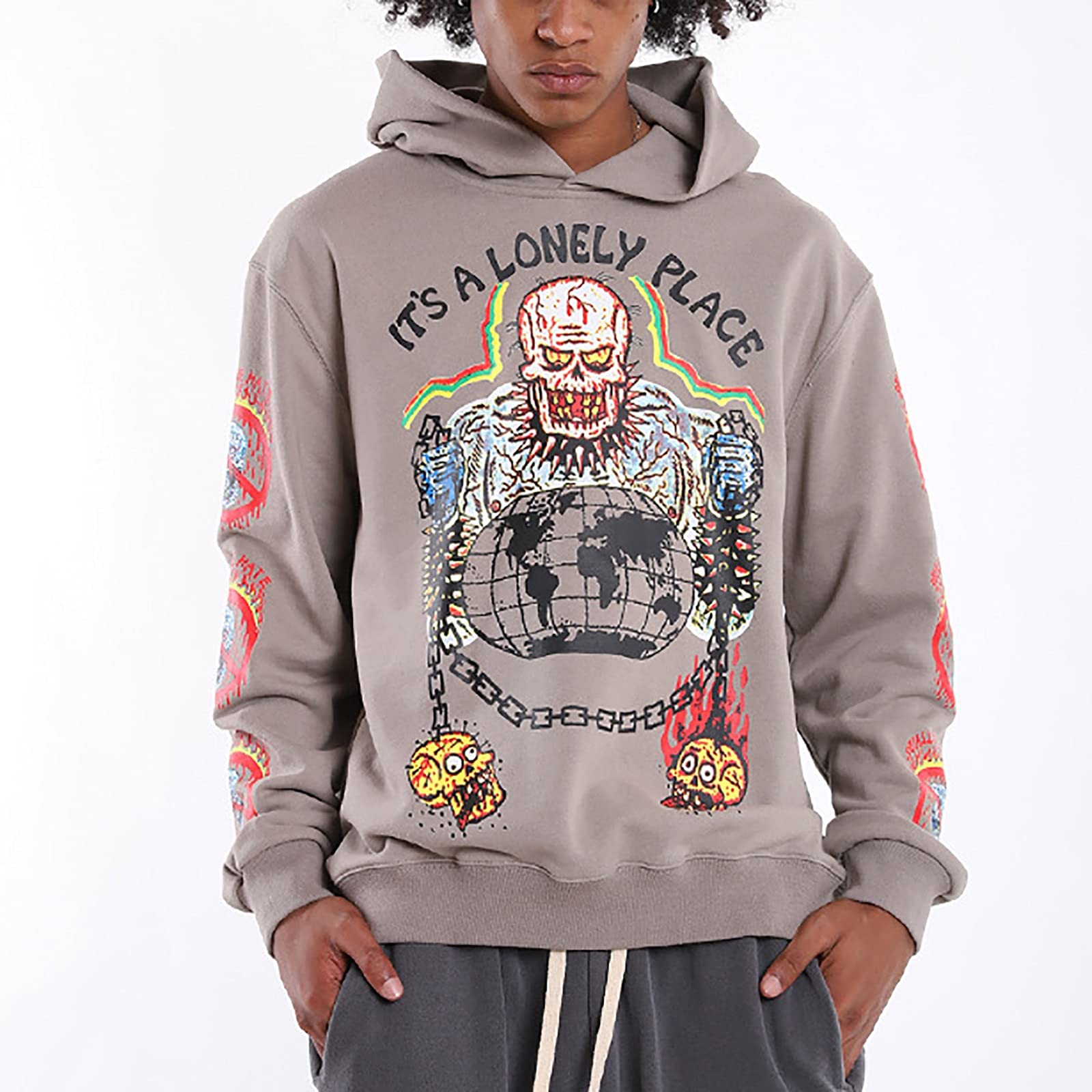 G&F Kanye Felpe con Cappuccio Hip Hop Maglione con Cappuccio Cotone Manica Lunga Maglione Moda Felpe (Color : Gray, Size : M)
