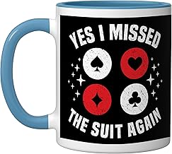Bridge Game Tournament Queen King I Missed Bridge Player Ceramic Mug, Blue/White