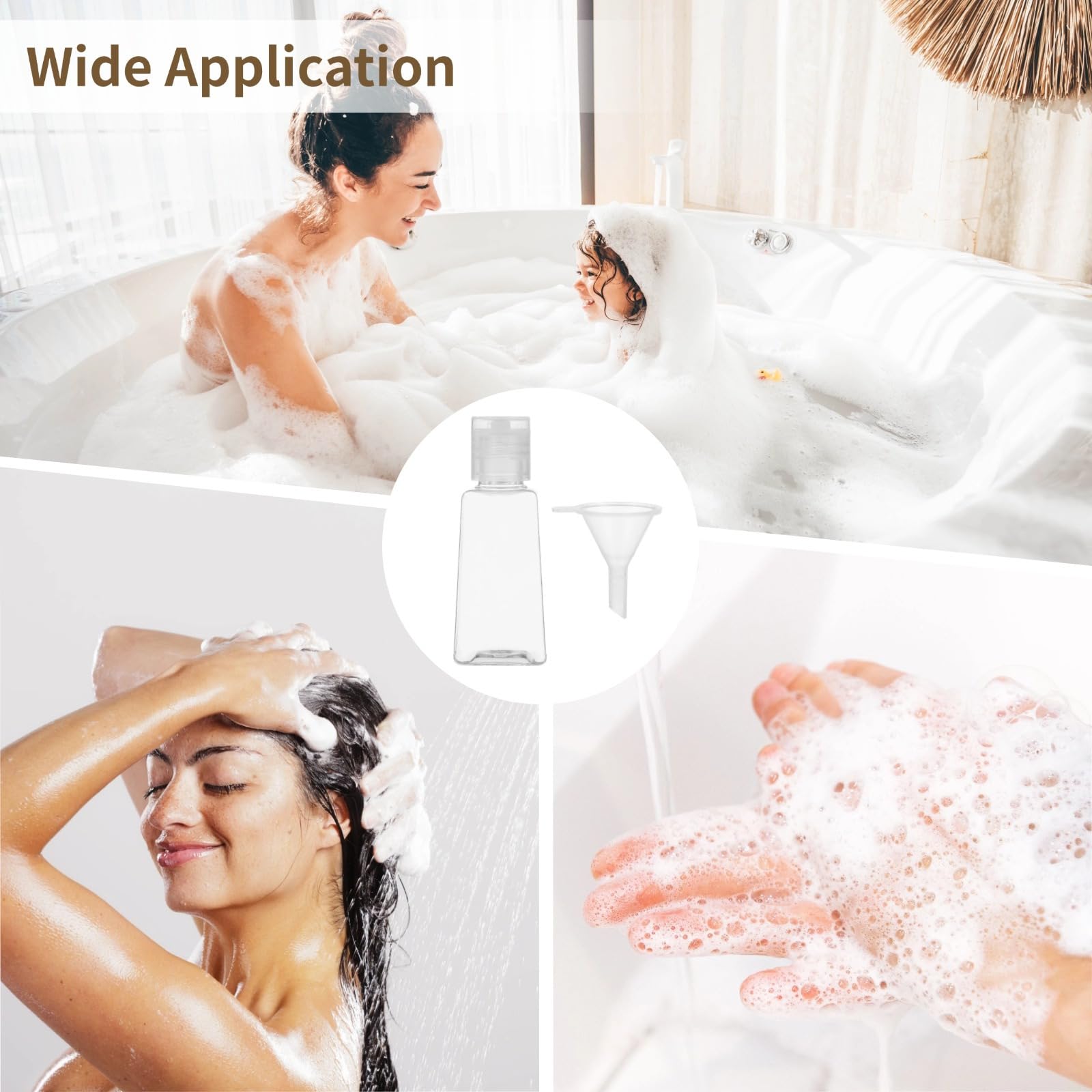 150 bottiglie da viaggio da 28,3 g, contenitori trasparenti ricaricabili con tappo a scatto, includono 5 imbuti in plastica e 3 etichette adesive, flaconi vuoti portatili per cosmetici, shampoo
