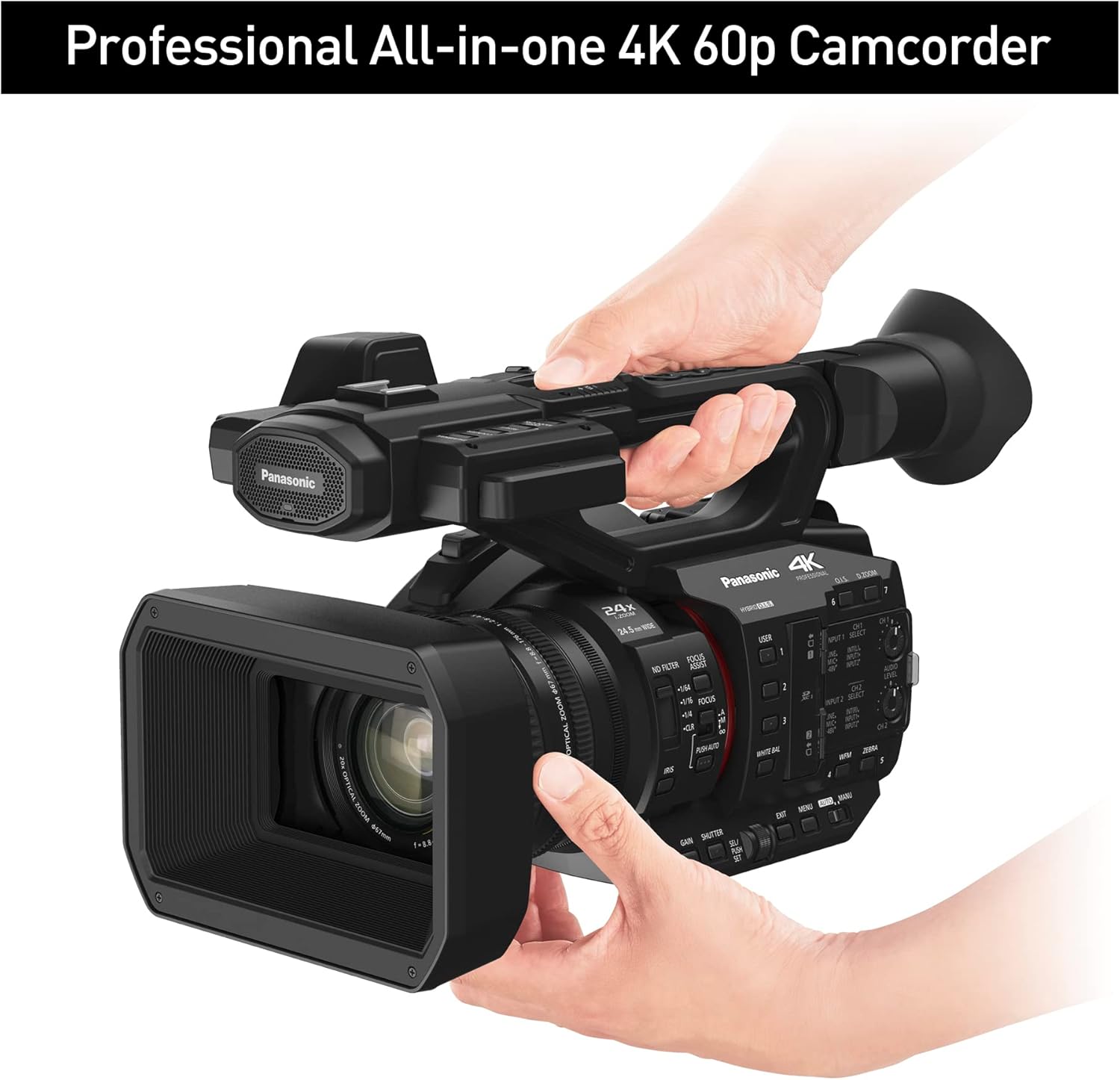 Panasonic Camcorder, Professional Quality 4K 60p, 1.0-inch Sensor, 24.5mm Wide-Angle Lens and Optical 20x Zoom, Great for News, Interviews, and Events - HC-X20 (Renewed)