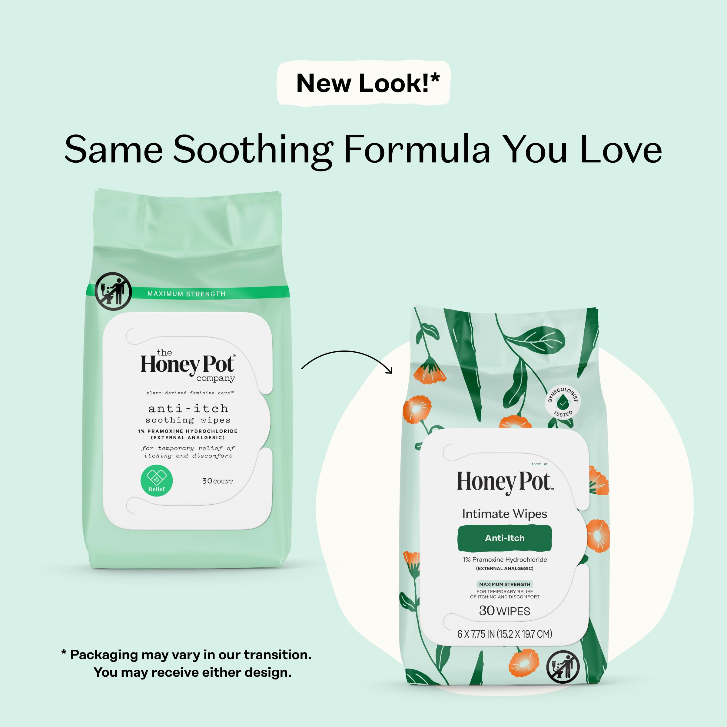 The Honey Pot Company - Anti-Itch Soothing Feminine Wipes - At Home or On the Go Medicated for Temporary Relief of Itching and Discomfort - Maximum Strength - 30 ct.