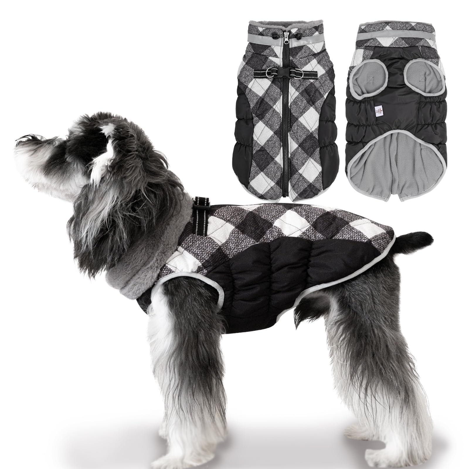 Manteau d'hiver épais et imperméable pour chien - Veste chaude et confortable pour chiens de petite, moyenne et grande taille avec trou pour harnais - YRFN18L