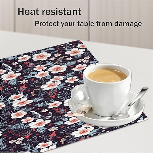 Miniatura 5 de Floral Modern Design Placemats Set of 4 Table Mats Washable Placemat Waterproof Place Mats for Party Home Dining Table Decor 18x12 in