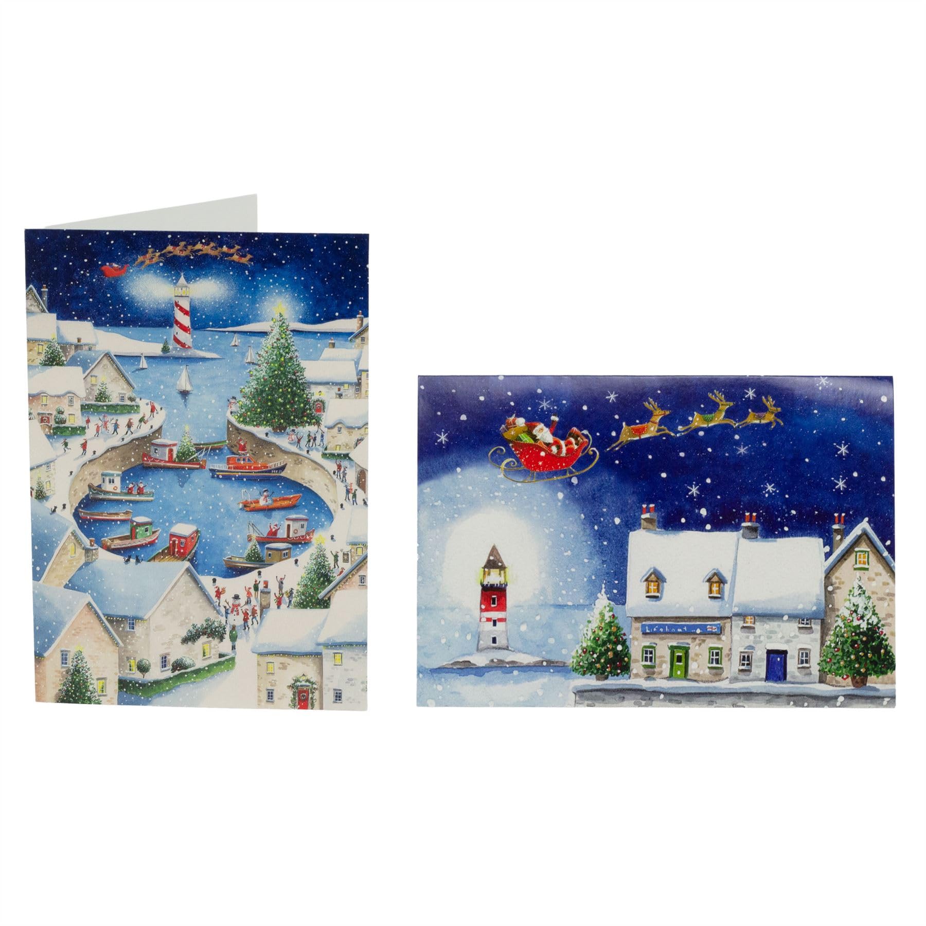 RNLI Lifeboats Charity Christas Cards - Box Of 20 - Ultipack Assorted Designs - Snowy Lifeboat - View #2