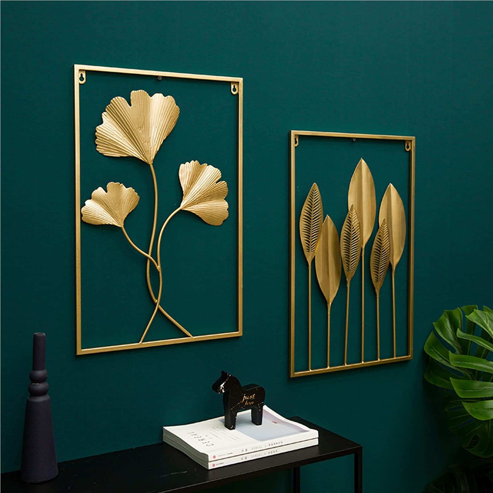 JOZZY Decoración de Pared,3 uds Forma de Hoja Creativa 3D Escultura Colgante de Pared decoración de Pared, Regalo de Adorno de Pared en Relieve Decorativo único