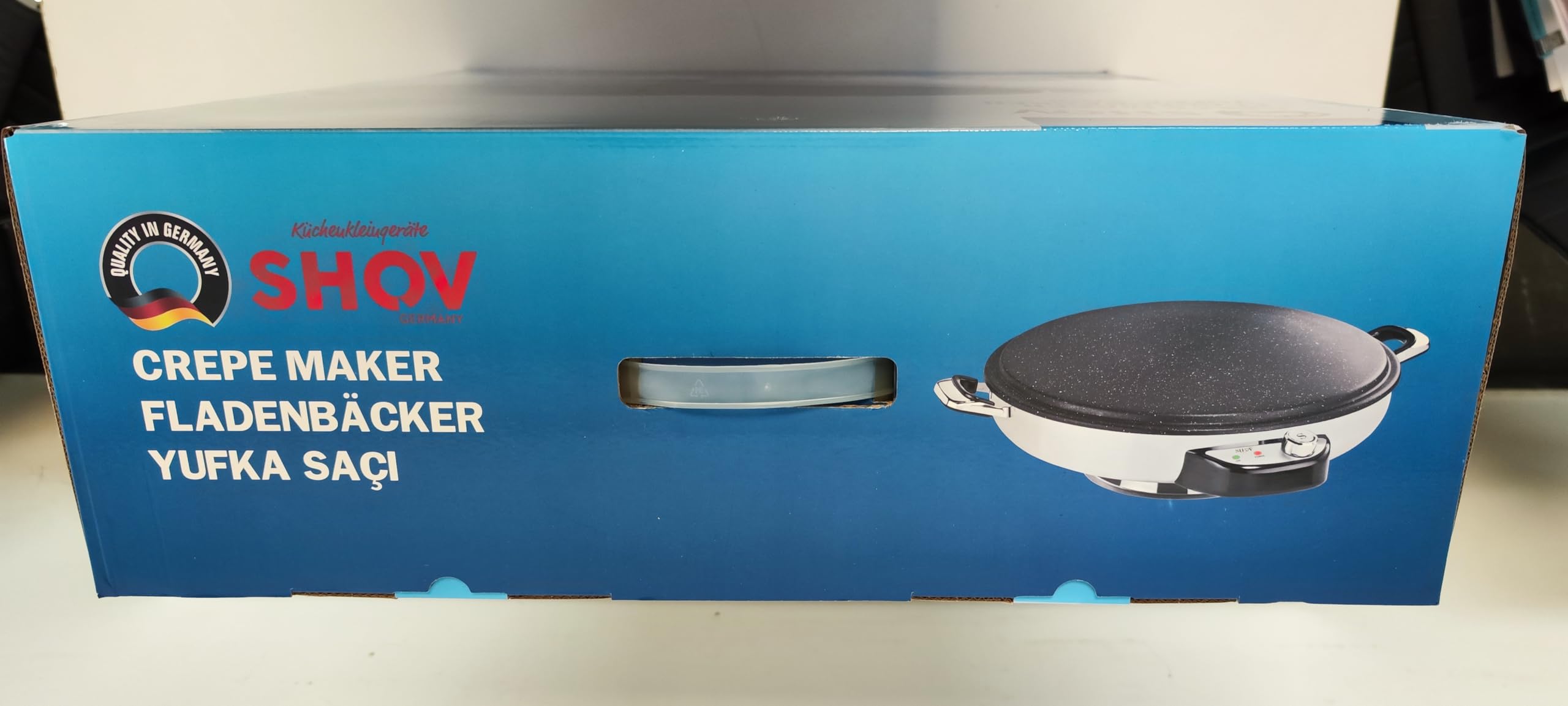 SHOV Panadería profesional de 50 cm Crepe & Yufka, 2300 W, acero inoxidable, antiadherente, ajuste de temperatura hasta 265 °C