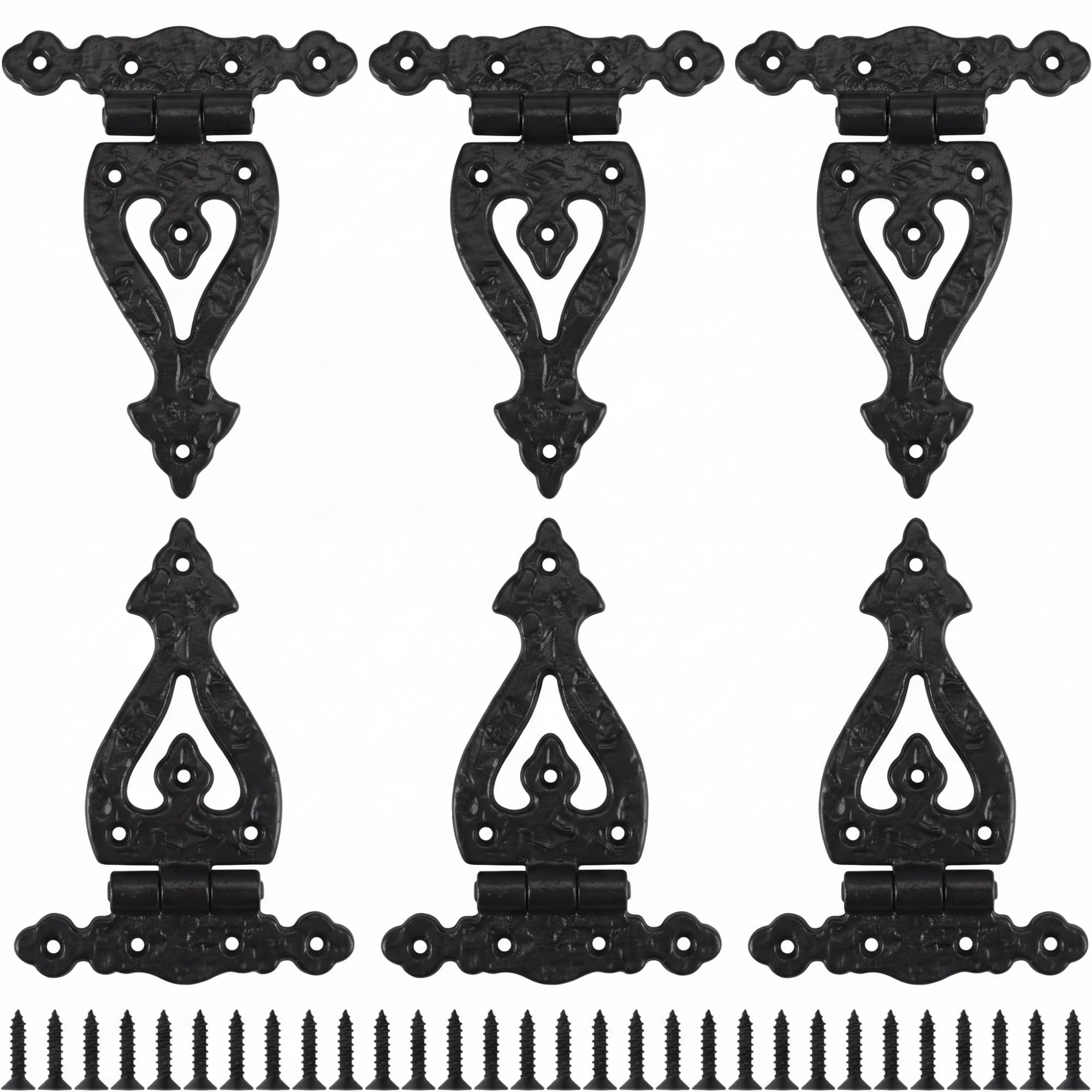 Moxweyeni 6 Pack Antique Cast Iron Heavy Duty T Hinges for Gates 5.3 Inch