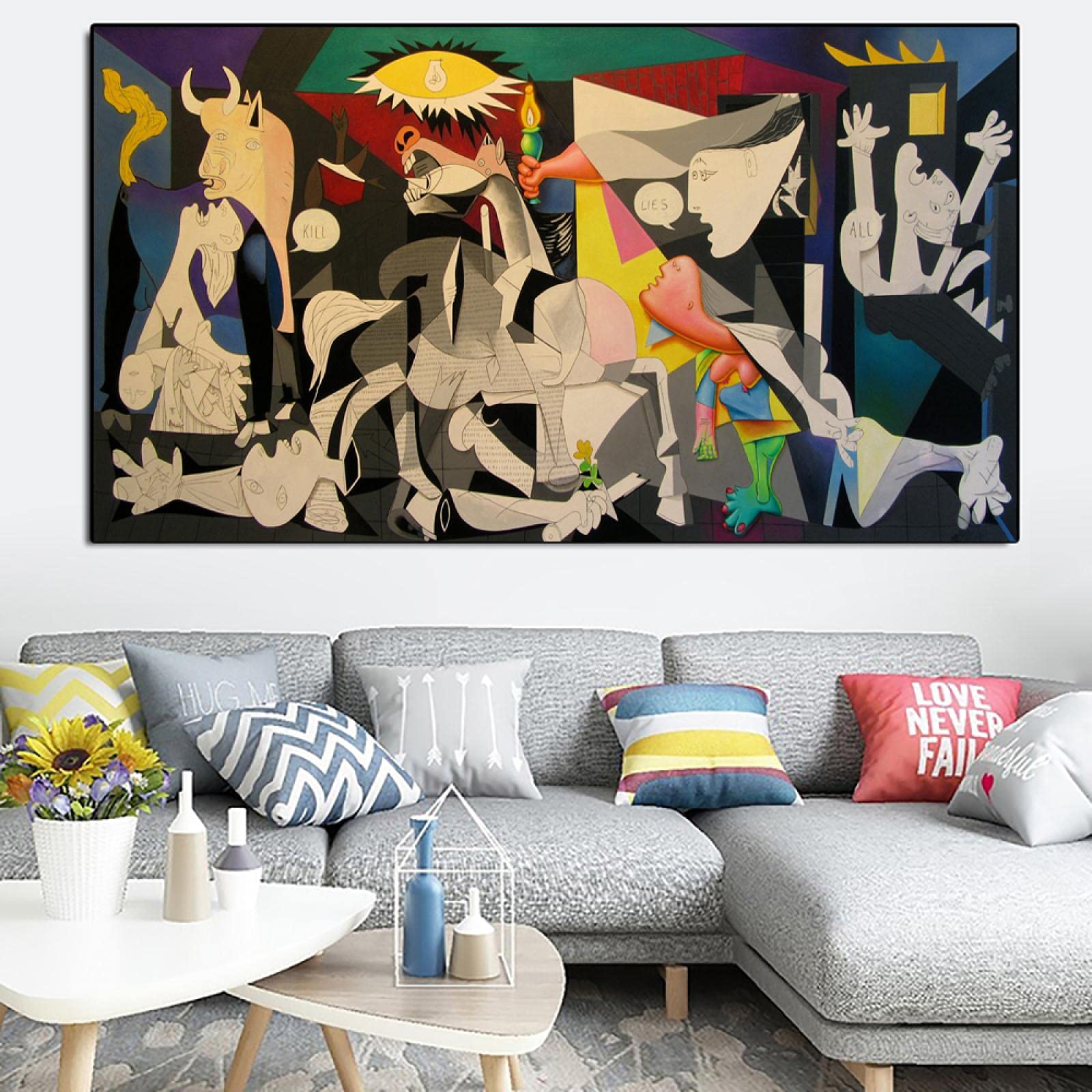 Amazon.co.jp: ピカソゲルニカ有名な絵画キャンバス壁アートポスター