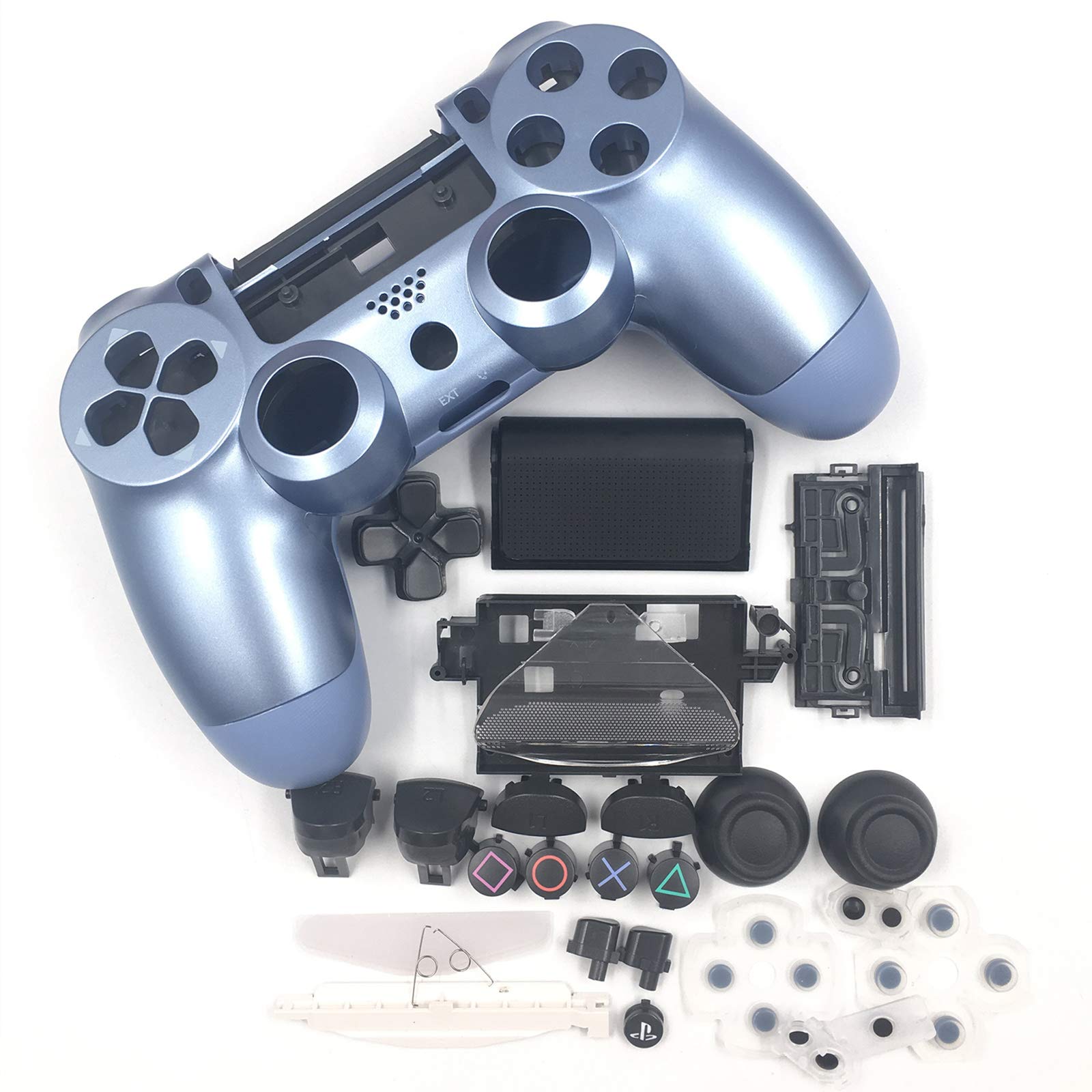 HUAYUWA - Carcasa de plástico para mando de juego con botones de repuesto para Playstation 4 Slim 4.0 JDM-040 (versión v1), color azul titanio