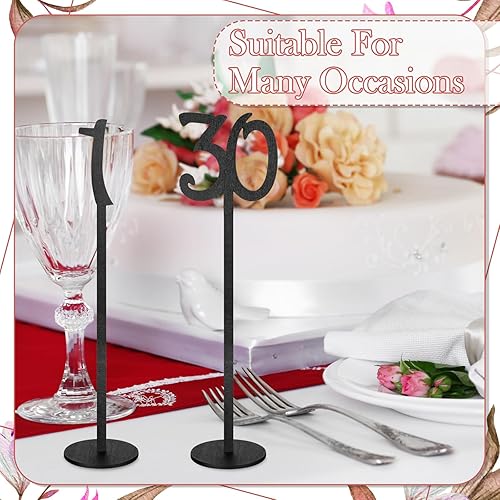 Miniatura 4 de 30 números de mesa de boda del 1 al 30 números de mesa de madera para soportes de recepción de boda, números de asiento con soporte, números de mesa