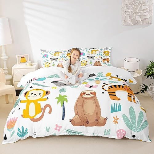 Vista 54 de Funda de edredón de zorro individual, funda de edredón de zorro de dibujos animados, búho de zorro bosque, juego de ropa de cama para niños, Multi 07