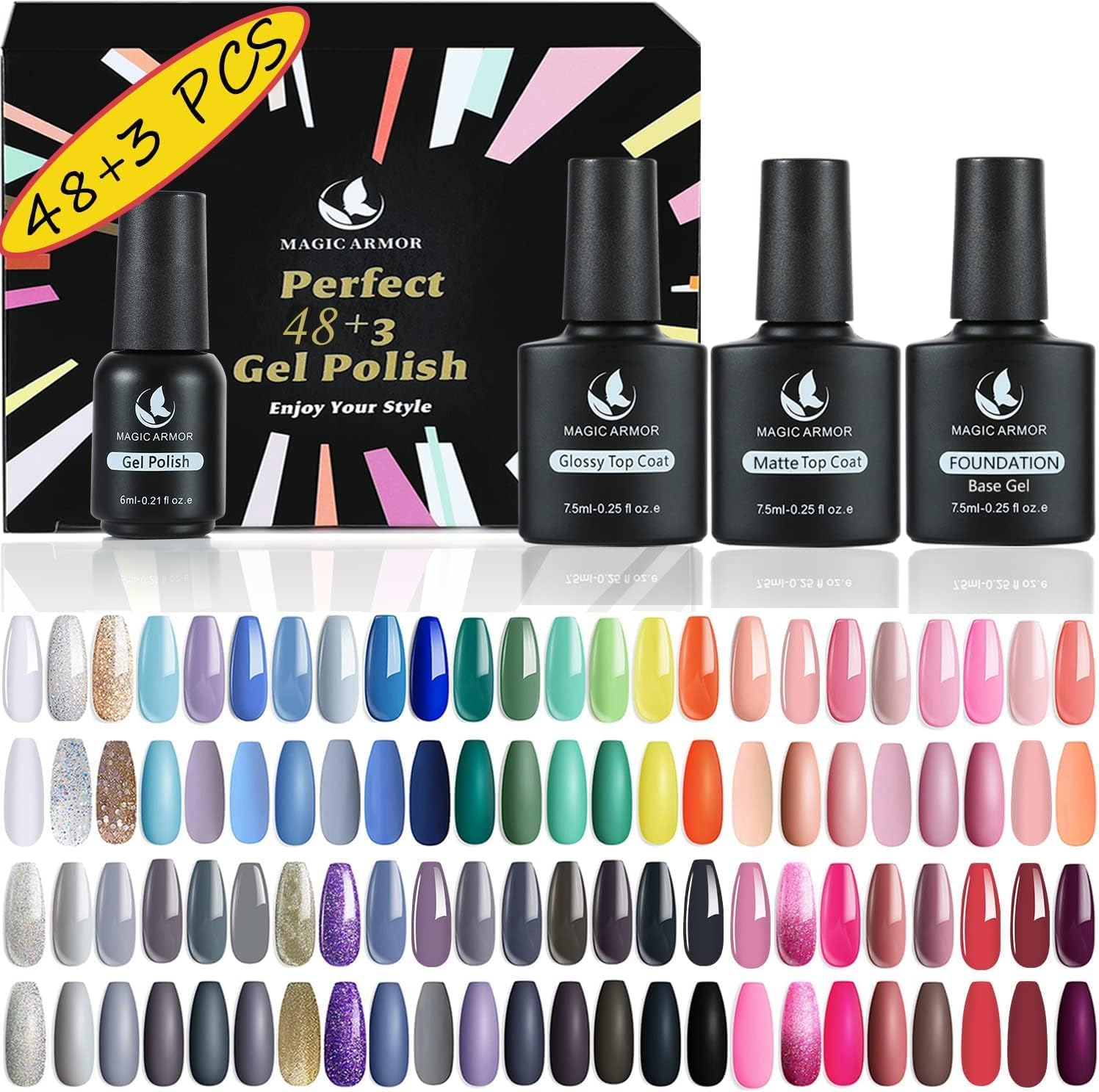 Kann Man Normalen Nagellack Mit Uv Gel Versiegeln MAGIC ARMOR 51pcs Gel Nagellak Set 48 Kleuren Semipermanente Gel UV/LED