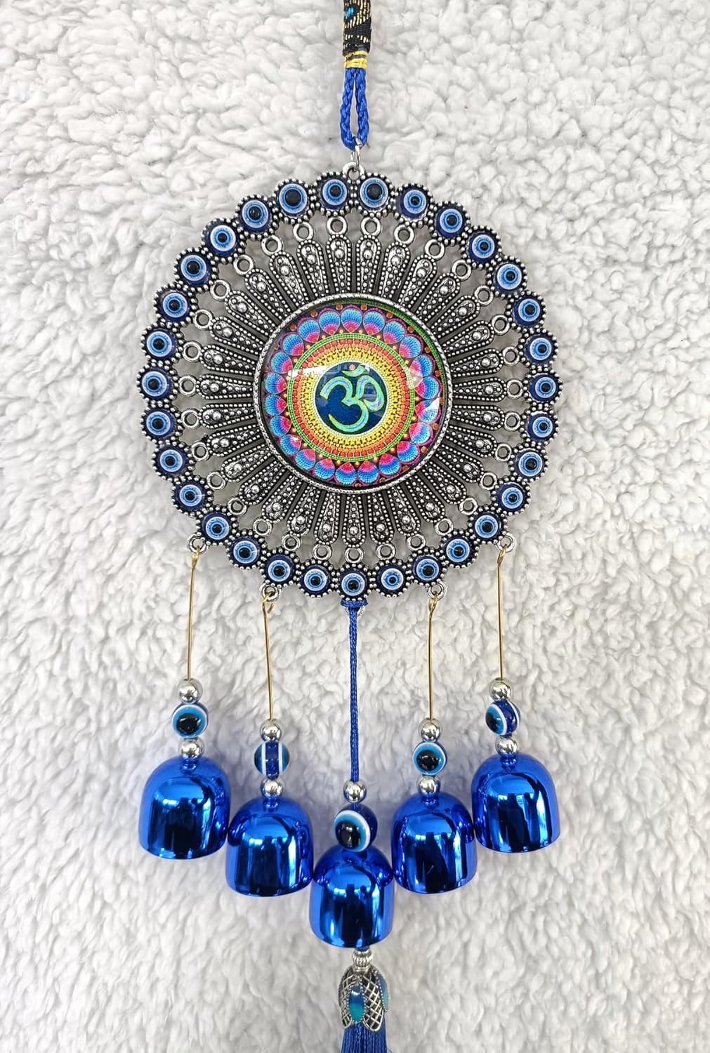 Wind Chimes for Home Positive Energy, Evil Eye Hanging for Home, Evil Eye Home Decor Items, Hanging Decorative Items (Om Evil Eye)-image-0
