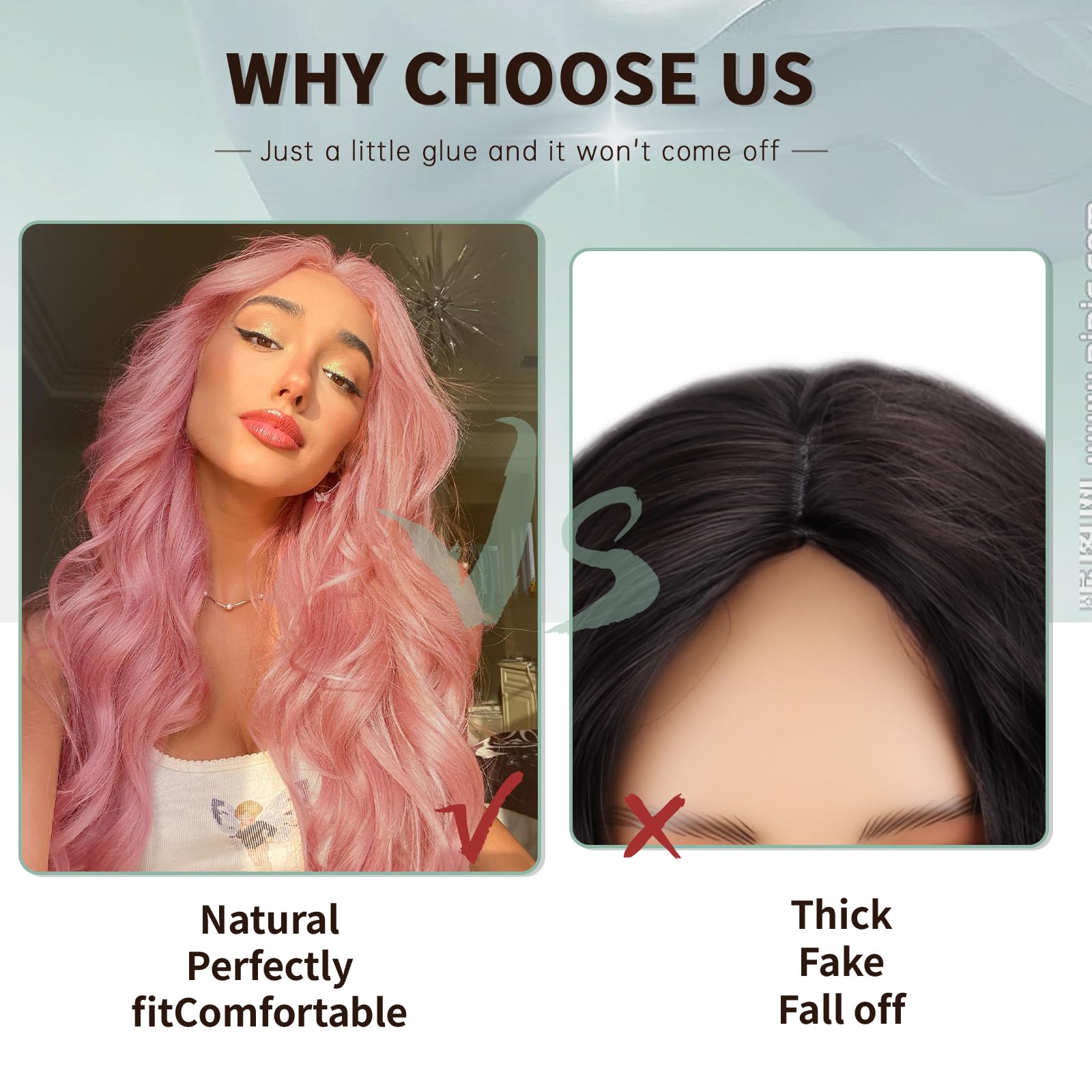 Amazon.com : WERD Long Pink Wavy Wig for Women Light Pink 
